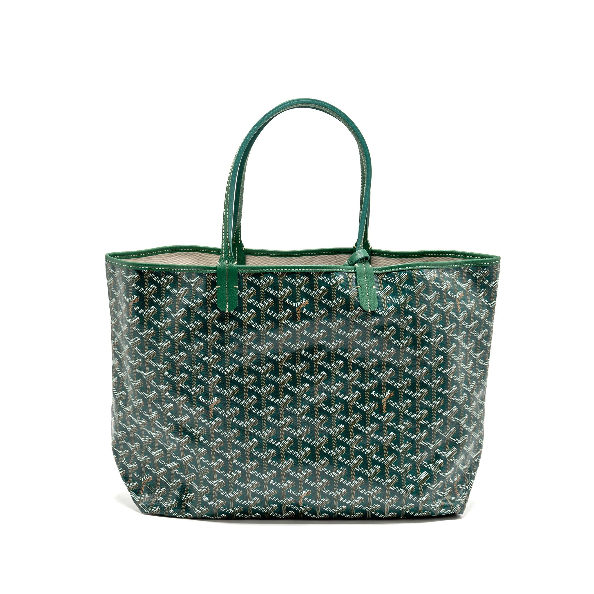 GOYARD SAINT LOUIS PM BAG GOYARDINE CANVAS/CHEVROCHES CALFSKIN GREEN SHW