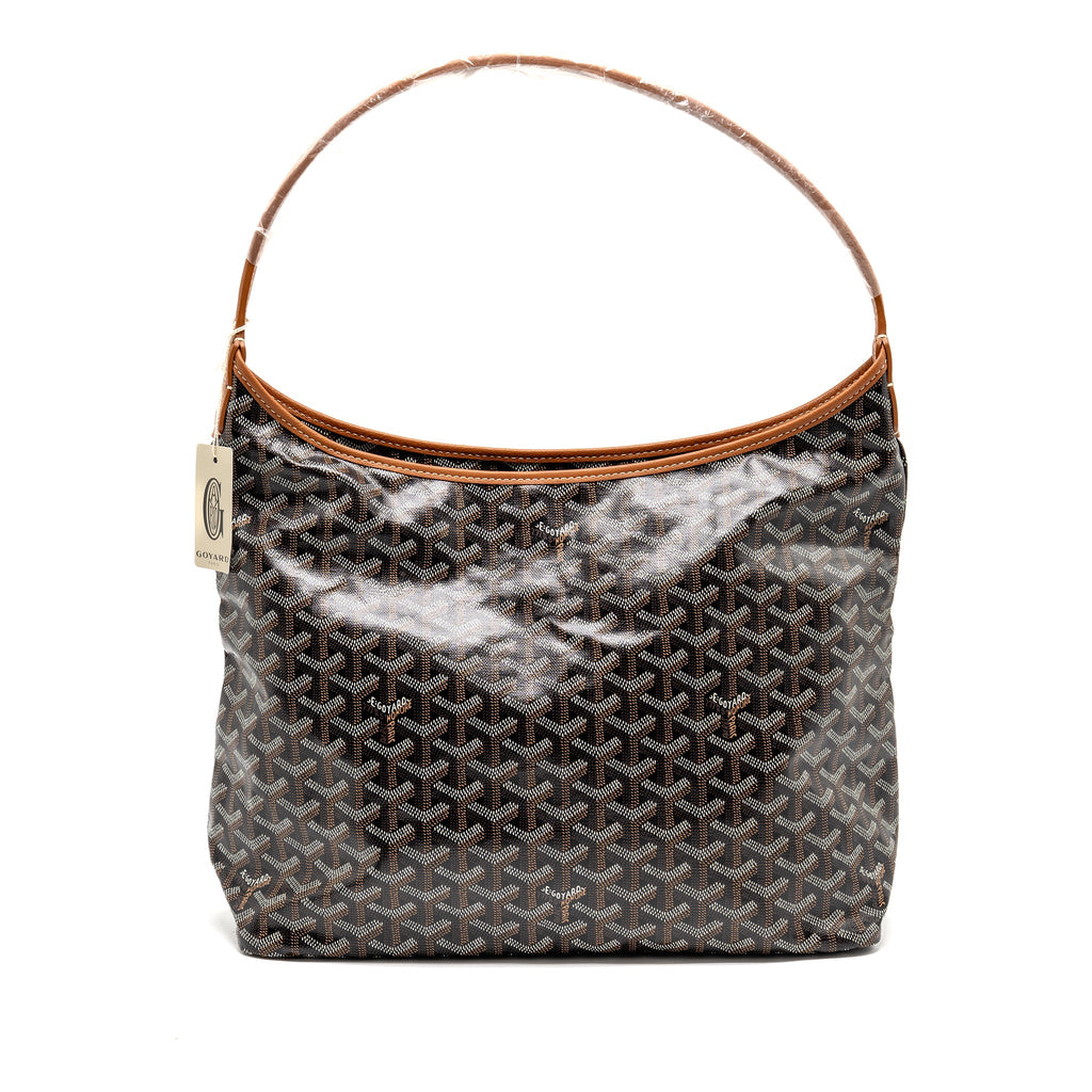 GOYARD BOHEME HOBO BAG GOYARDINE CANVAS/CALFSKIN BROWN SHW
