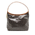 GOYARD BOHEME HOBO BAG GOYARDINE CANVAS/CALFSKIN BROWN SHW