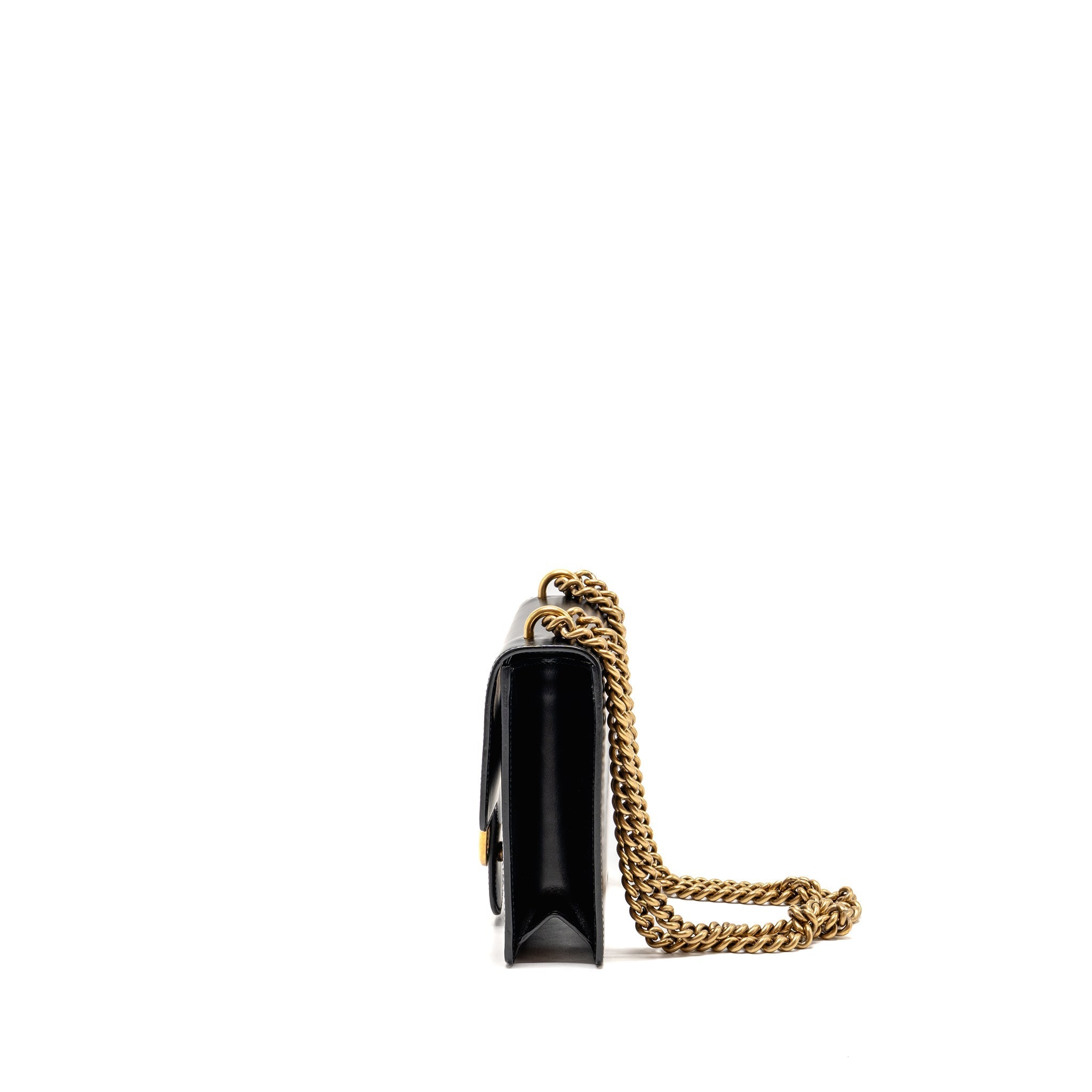 GUCCI GG MARMONT SQUARE PURSE BAG CALFSKIN BLACK GHW