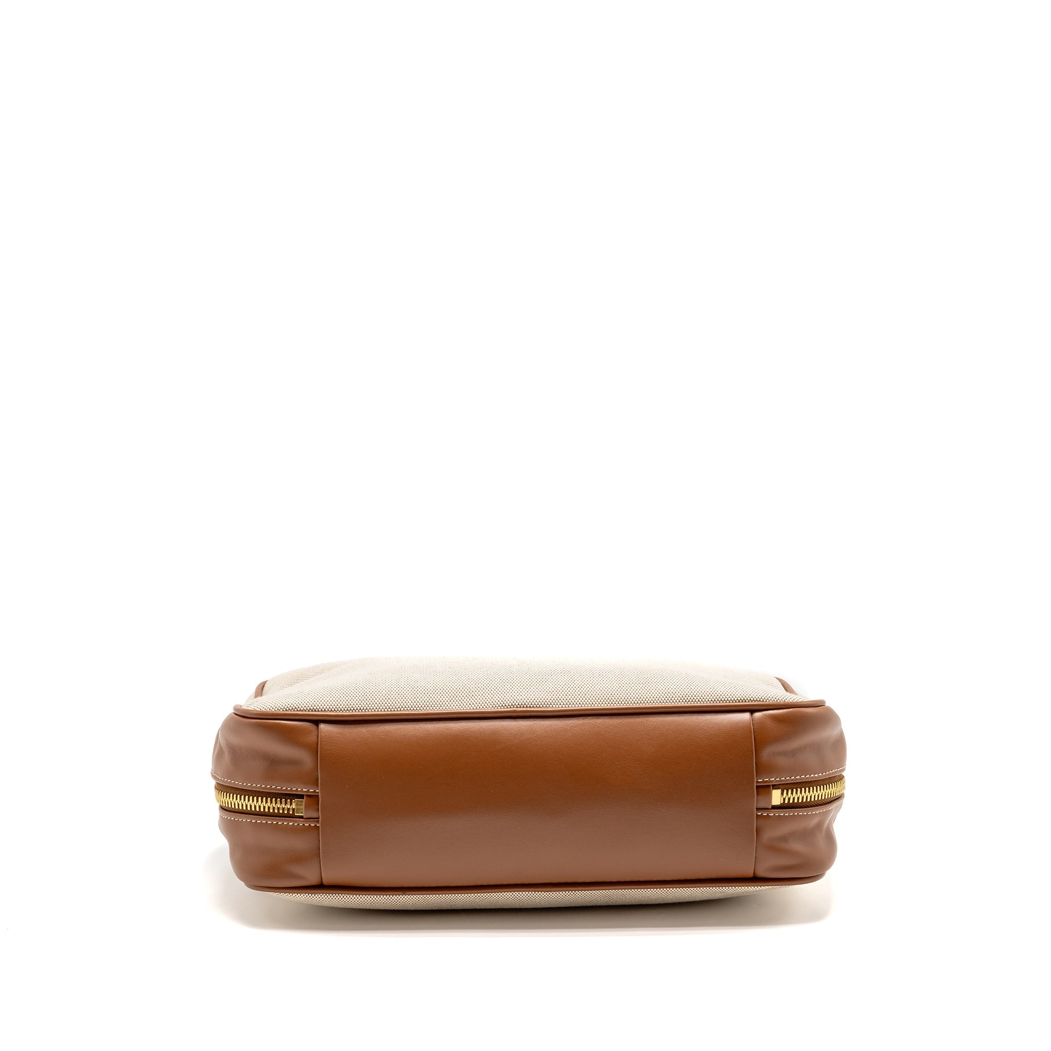 MIU MIU BEAU BAG CANVAS/LEATHER BEIGE/BRANDY GHW