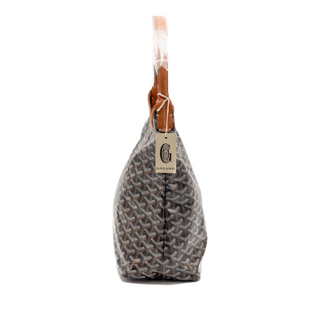 GOYARD BOHEME HOBO BAG GOYARDINE CANVAS/CALFSKIN BROWN SHW