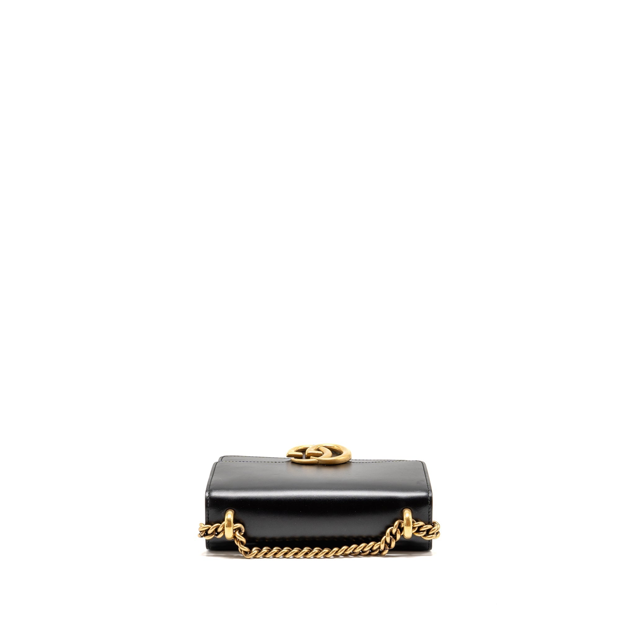 GUCCI GG MARMONT SQUARE PURSE BAG CALFSKIN BLACK GHW