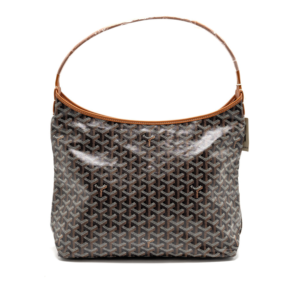 GOYARD BOHEME HOBO BAG GOYARDINE CANVAS/CALFSKIN BROWN SHW