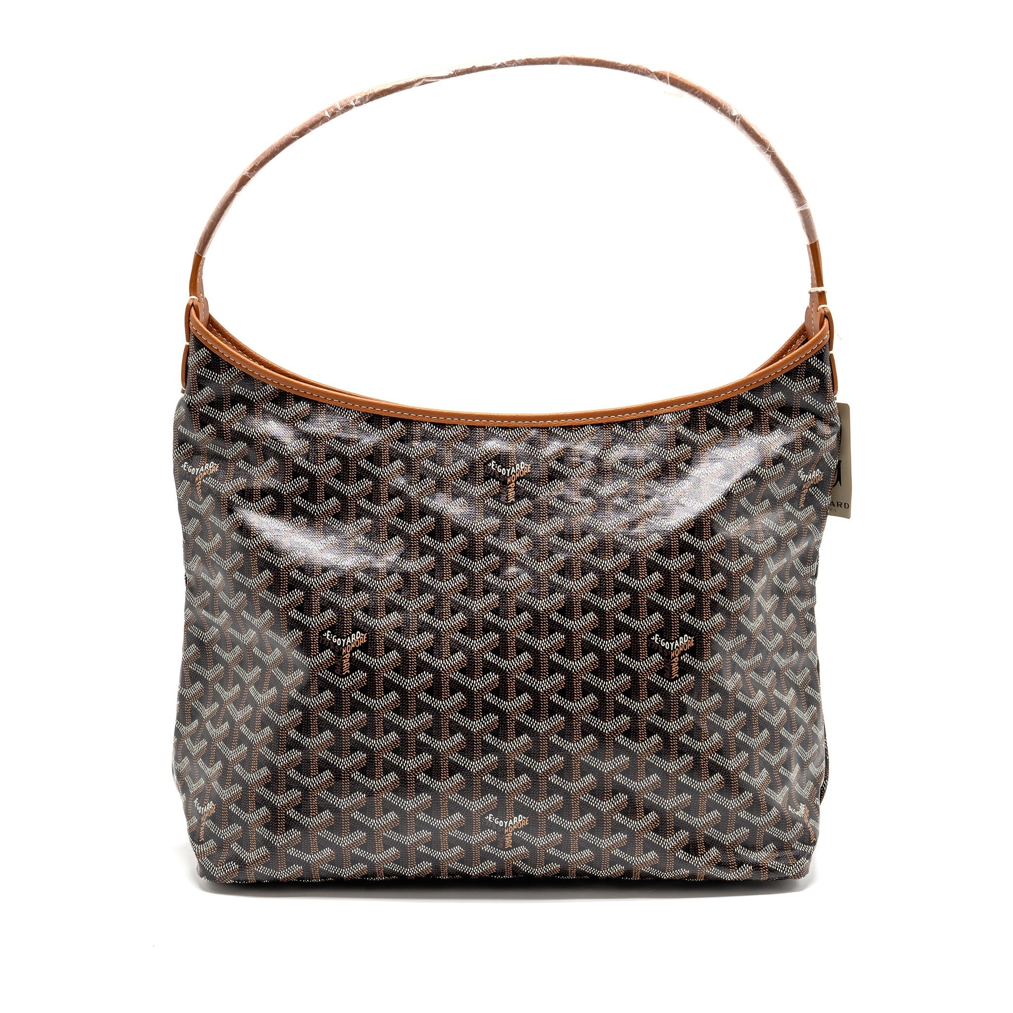 GOYARD BOHEME HOBO BAG GOYARDINE CANVAS/CALFSKIN BROWN SHW