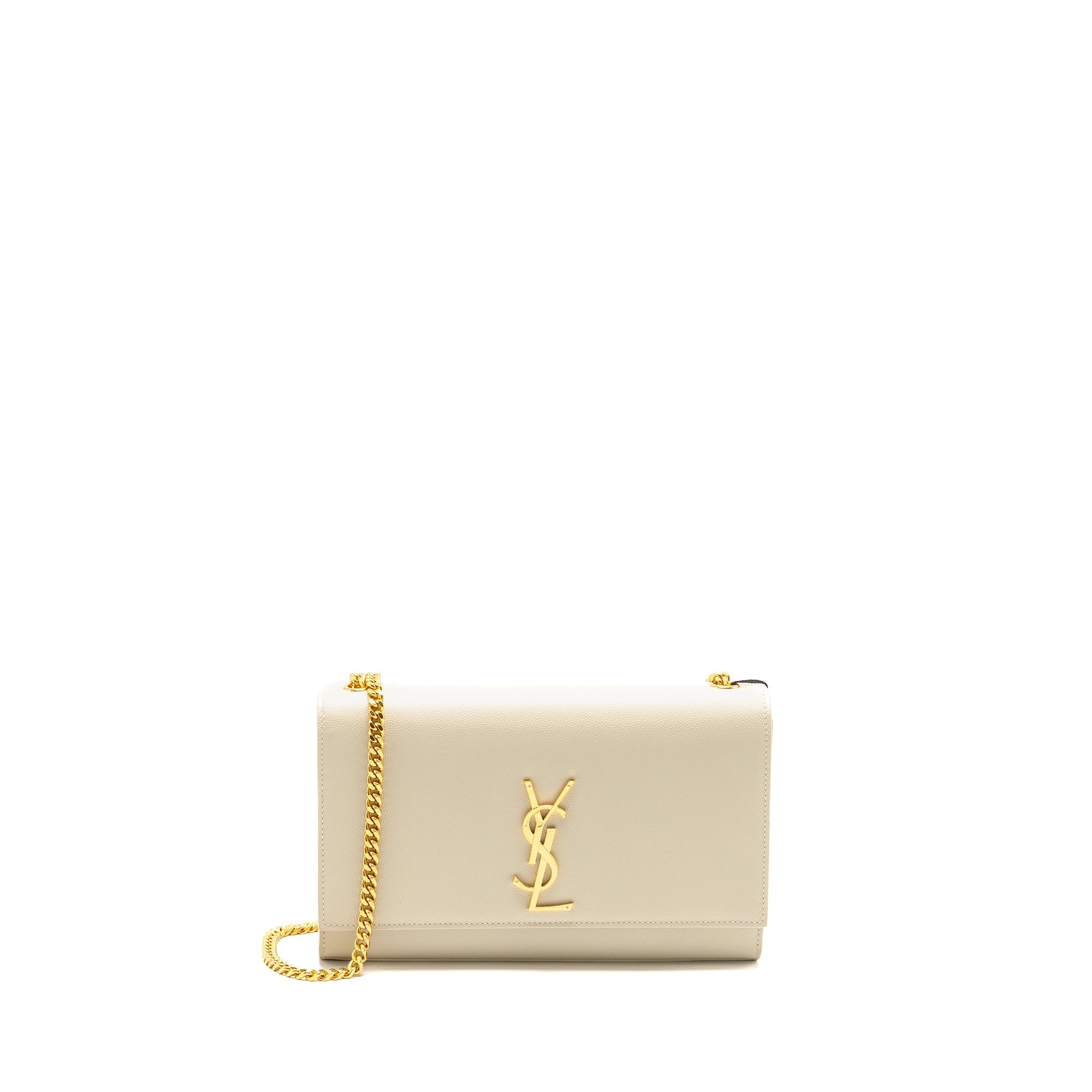 SAINT LAURENT/YSL MEDIUM KATE BAG GRAINED CALFSKIN WHITE GHW
