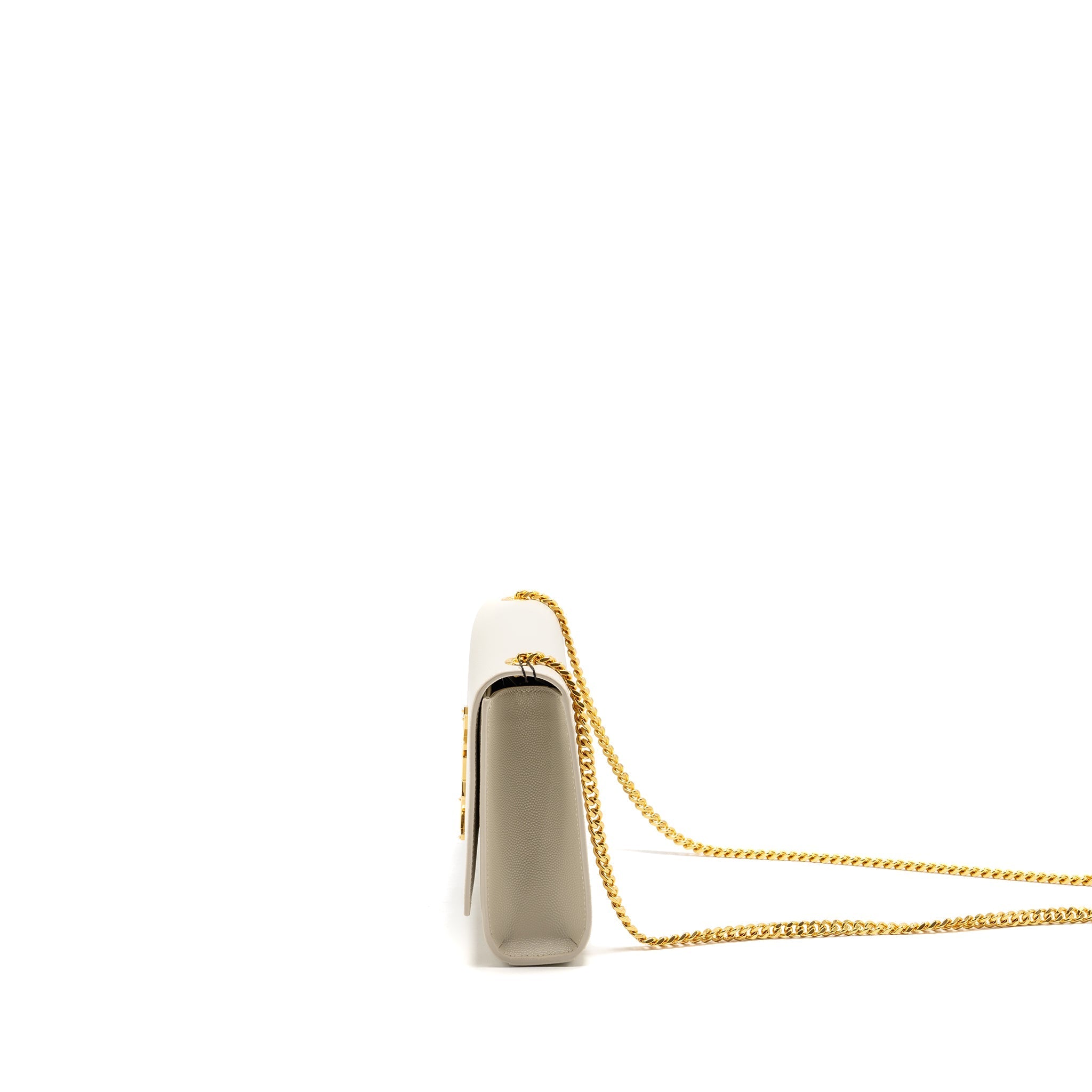 SAINT LAURENT/YSL MEDIUM KATE BAG GRAINED CALFSKIN WHITE GHW