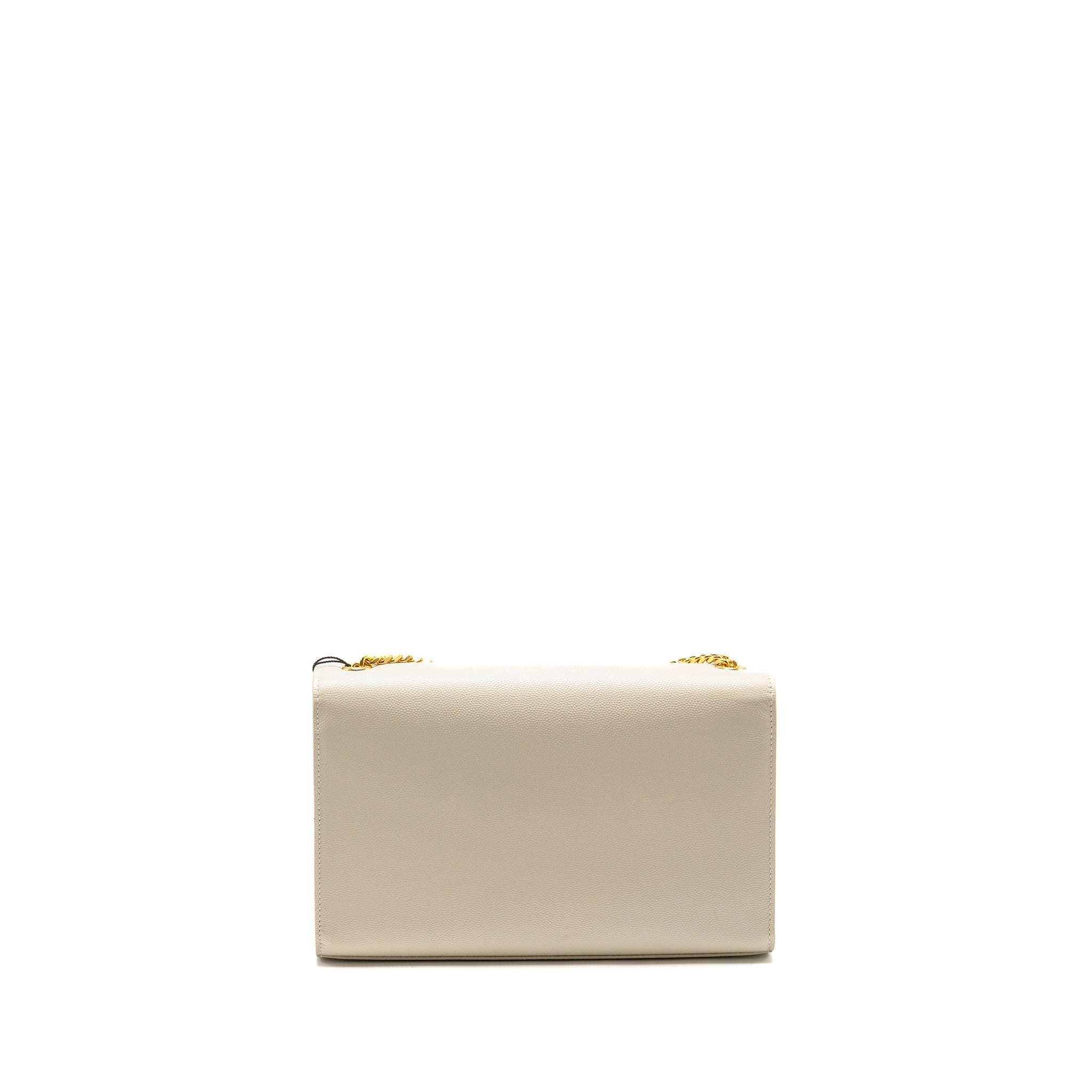 SAINT LAURENT/YSL MEDIUM KATE BAG GRAINED CALFSKIN WHITE GHW