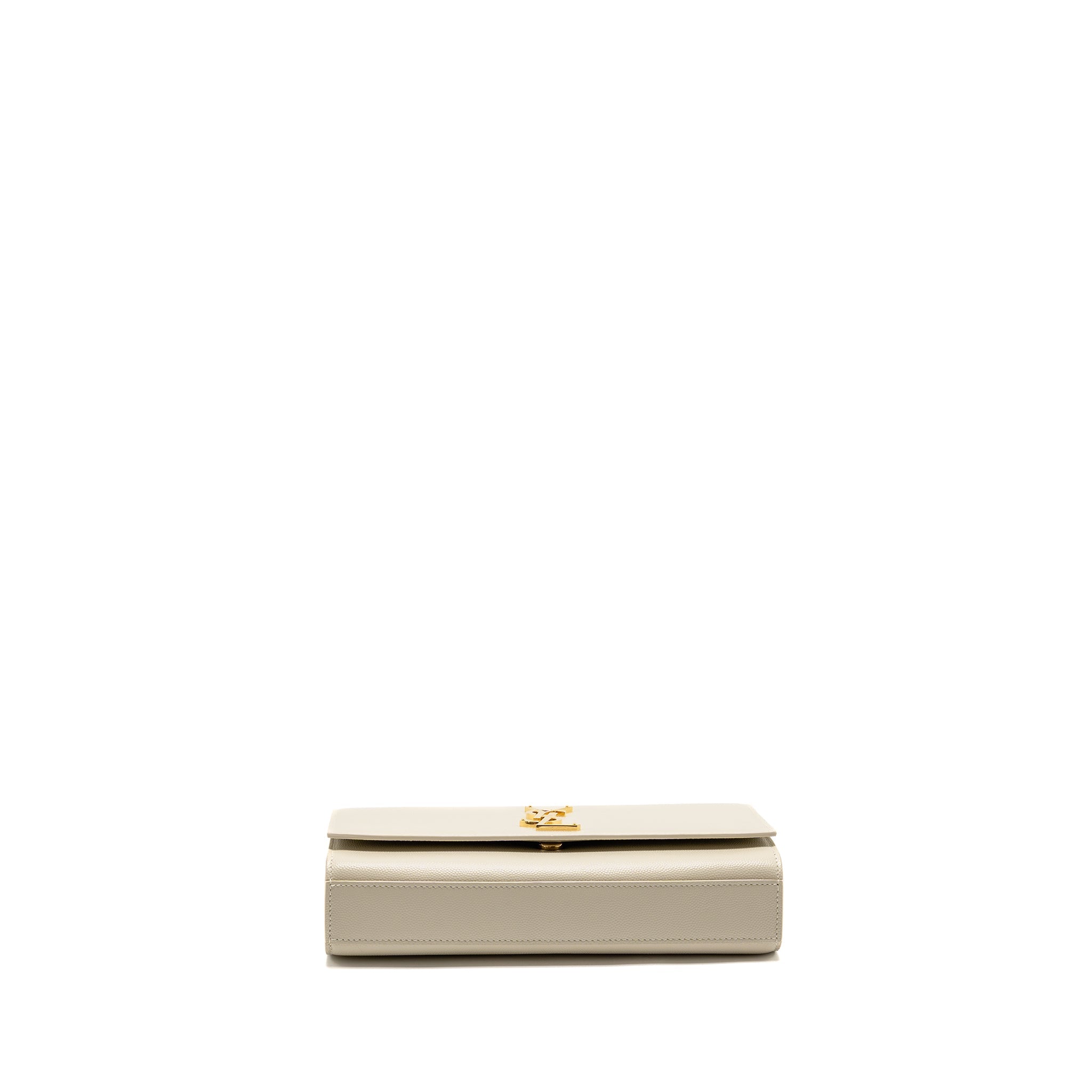 SAINT LAURENT/YSL MEDIUM KATE BAG GRAINED CALFSKIN WHITE GHW