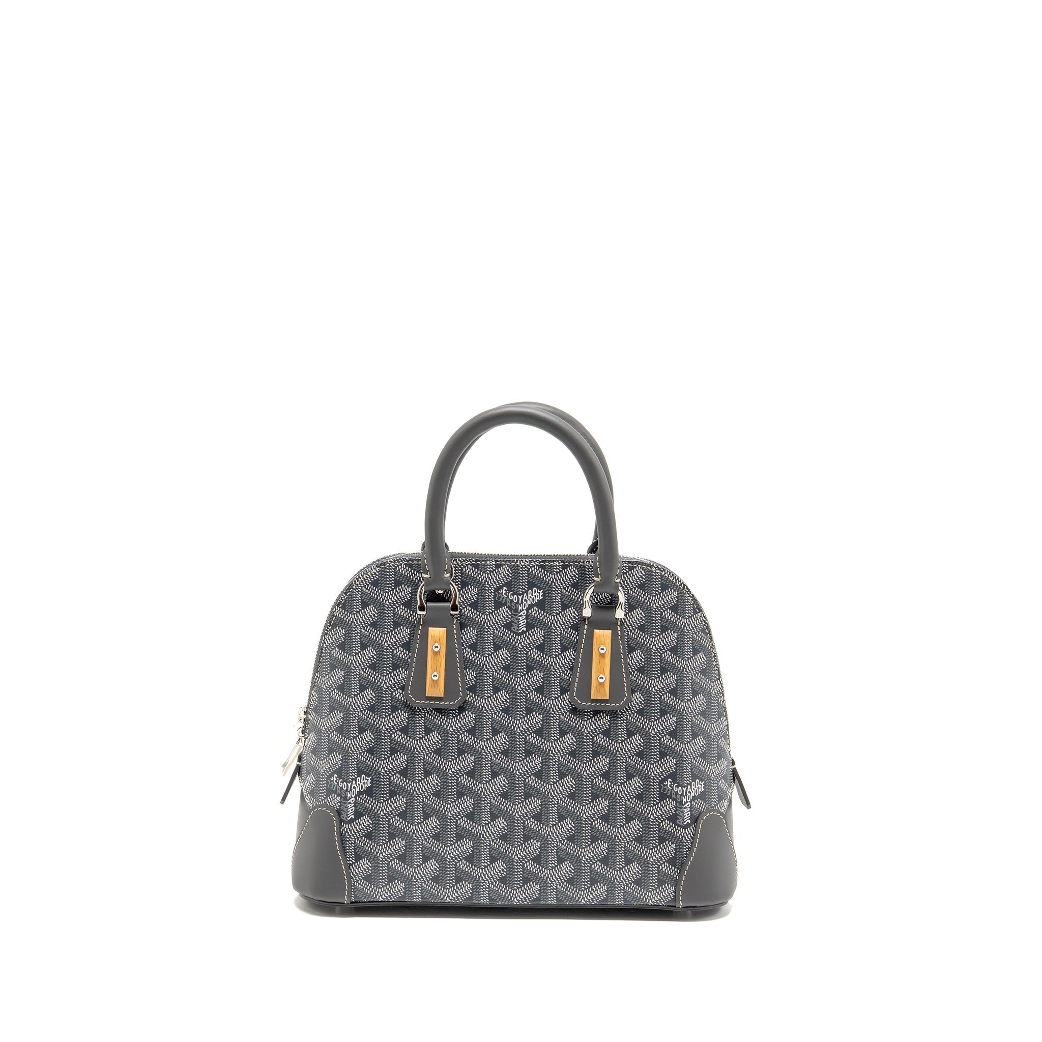 GOYARD VENDOME MINI BAG GOYARDINE CANVAS/CHEVROCHES CALFSKIN GREY SHW