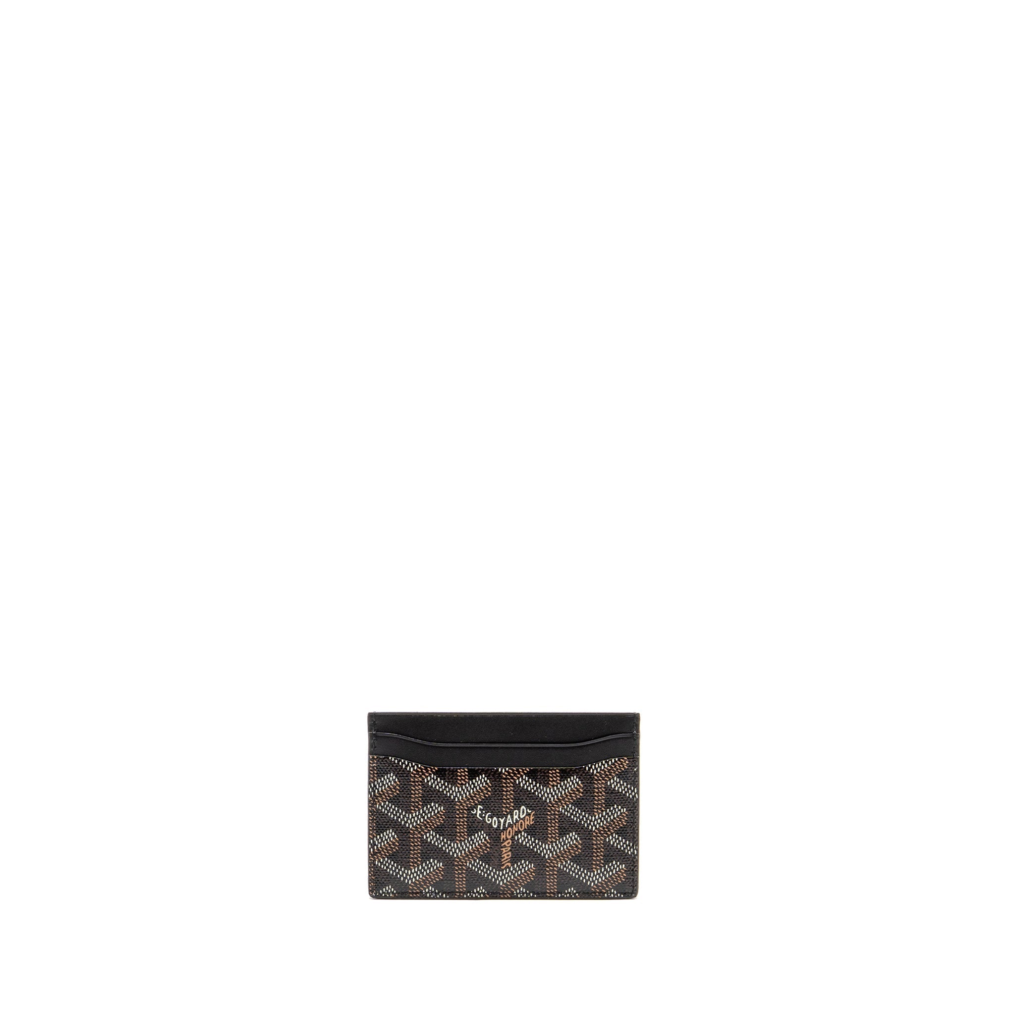 GOYARD SMALL CARD CASE GOYARDINE CANVAS/ CALFSKIN BLACK