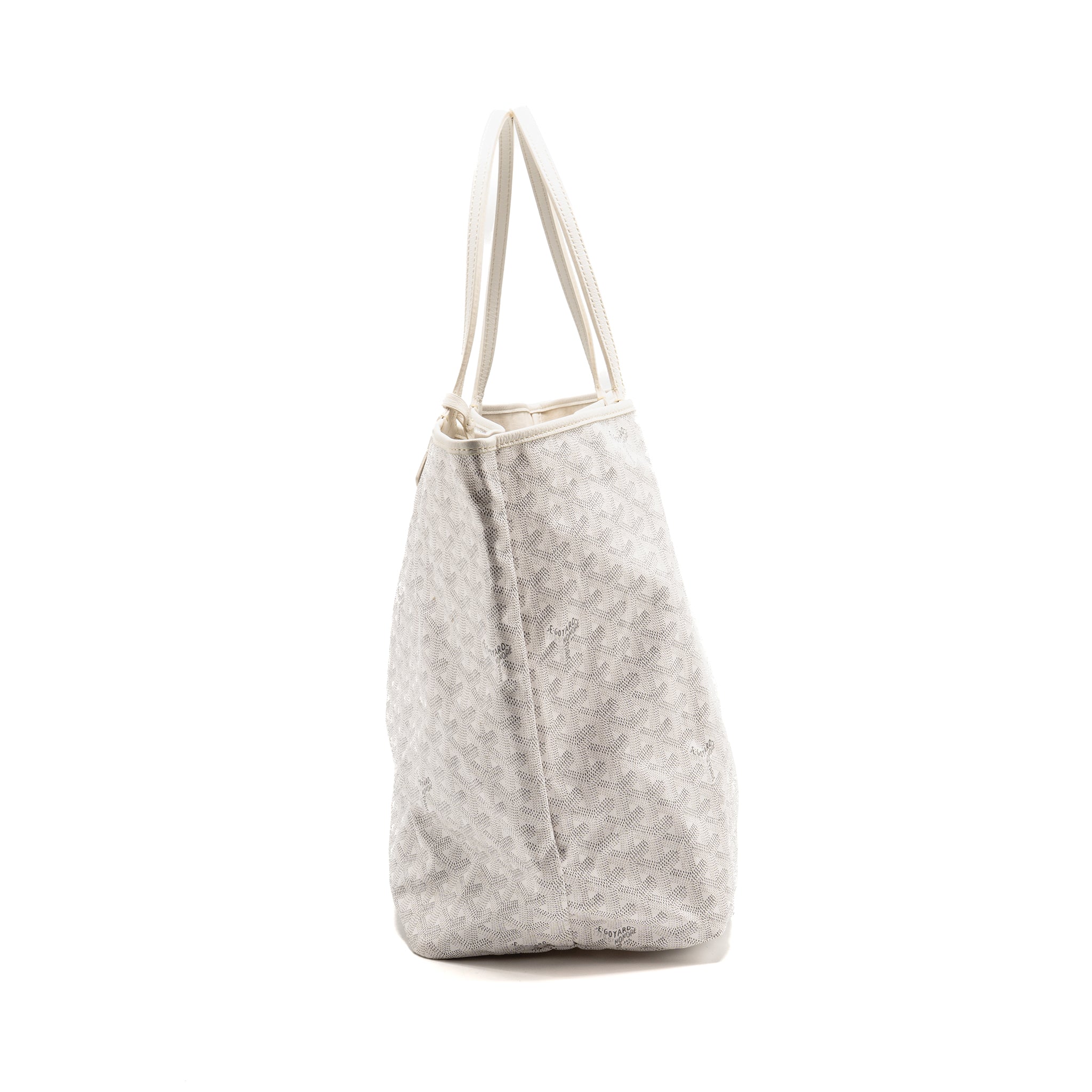 GOYARD SAINT LOUIS GM TOTE BAG GOYARDINE CANVAS / LEATHER WHITE