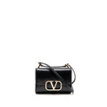 VALENTINO V LOGO TYPE FOLDOVER TOP SHOULDER BAG CALFSKIN BLACK SHW
