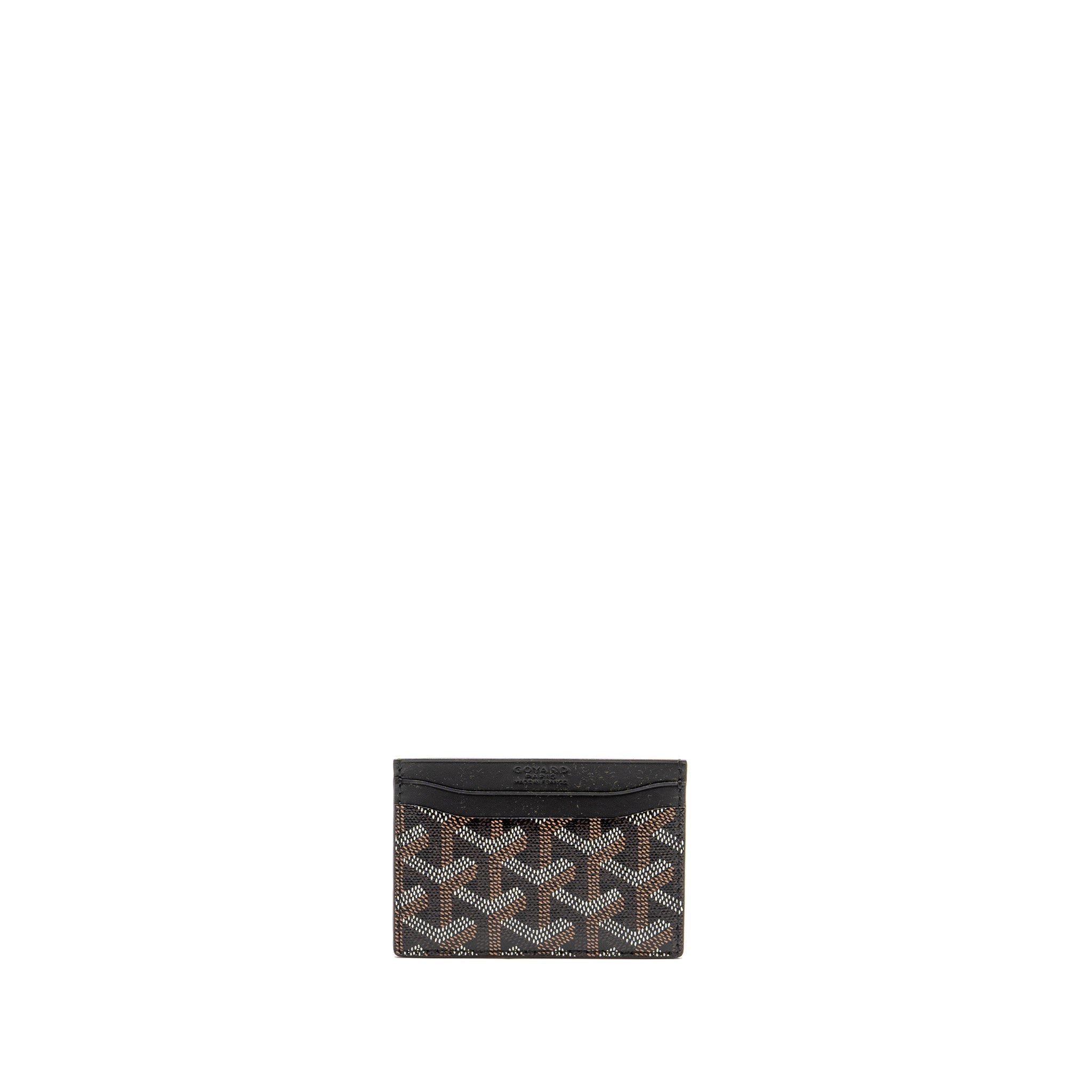 GOYARD SMALL CARD CASE GOYARDINE CANVAS/ CALFSKIN BLACK
