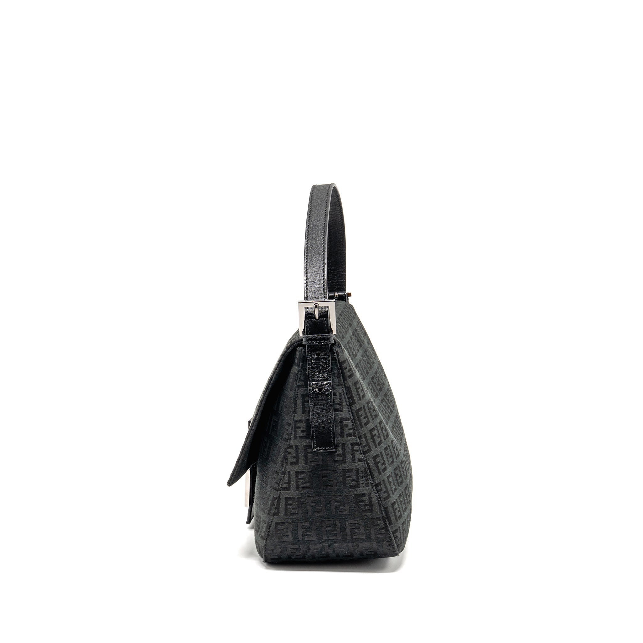 FENDI ZUCCA MAMMA BAGUETTE BAG FF LOGO CANVAS BLACK SHW