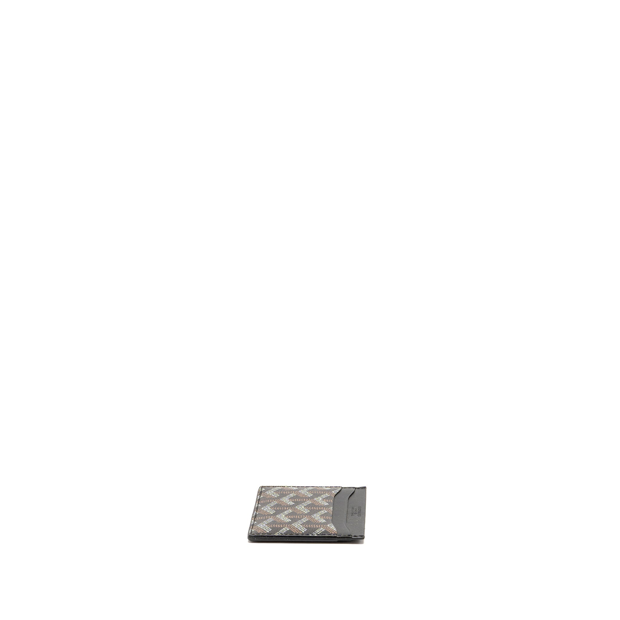 GOYARD SMALL CARD CASE GOYARDINE CANVAS/ CALFSKIN BLACK