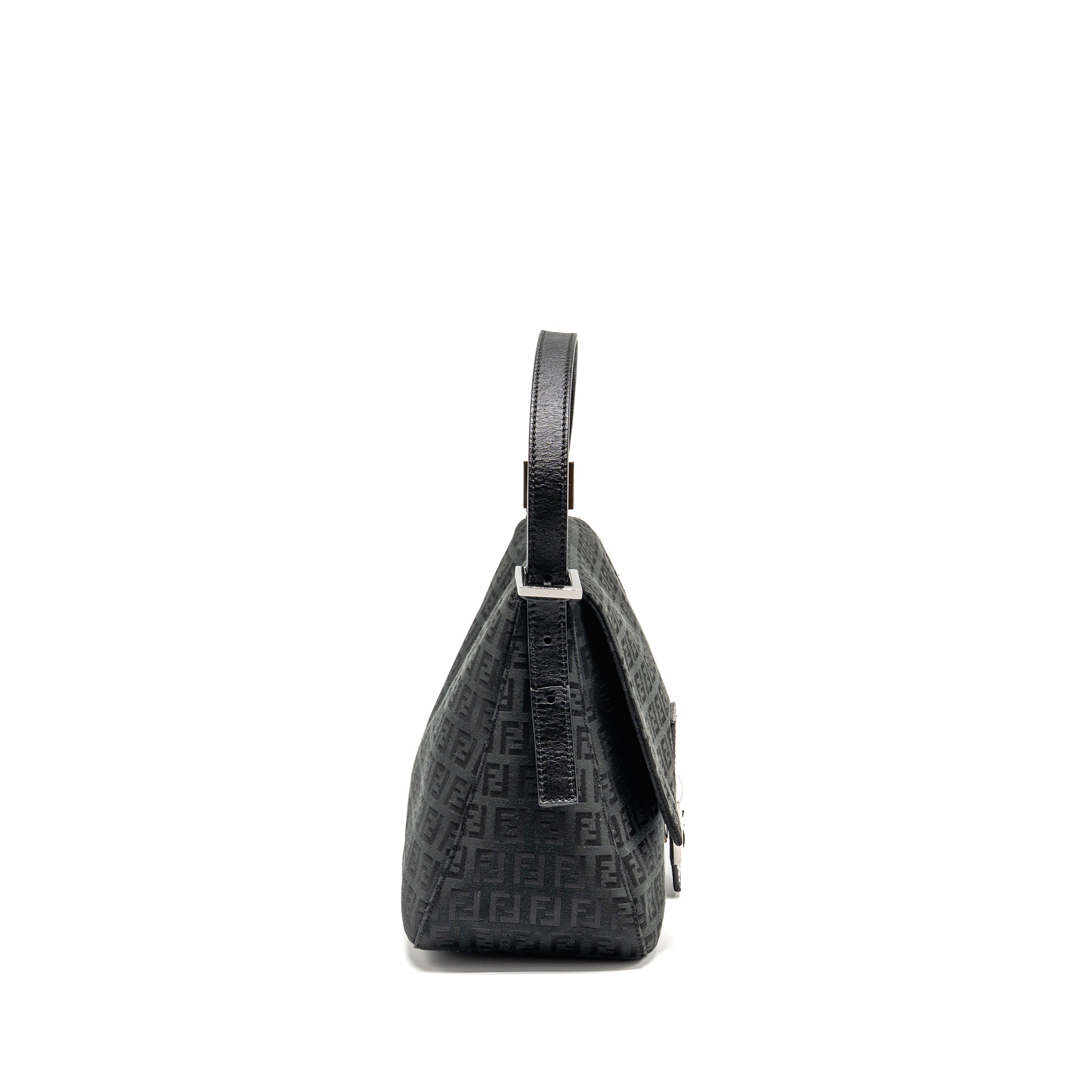 FENDI ZUCCA MAMMA BAGUETTE BAG FF LOGO CANVAS BLACK SHW