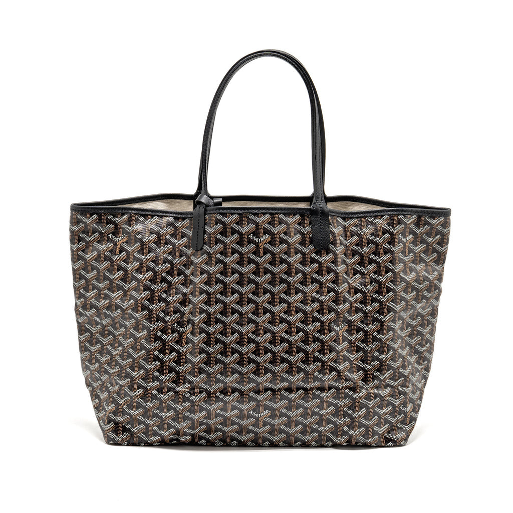 GOYARD SAINT LOUIS PM TOTE BAG GOYARDINE CANVAS/CALFSKIN BLACK SHW