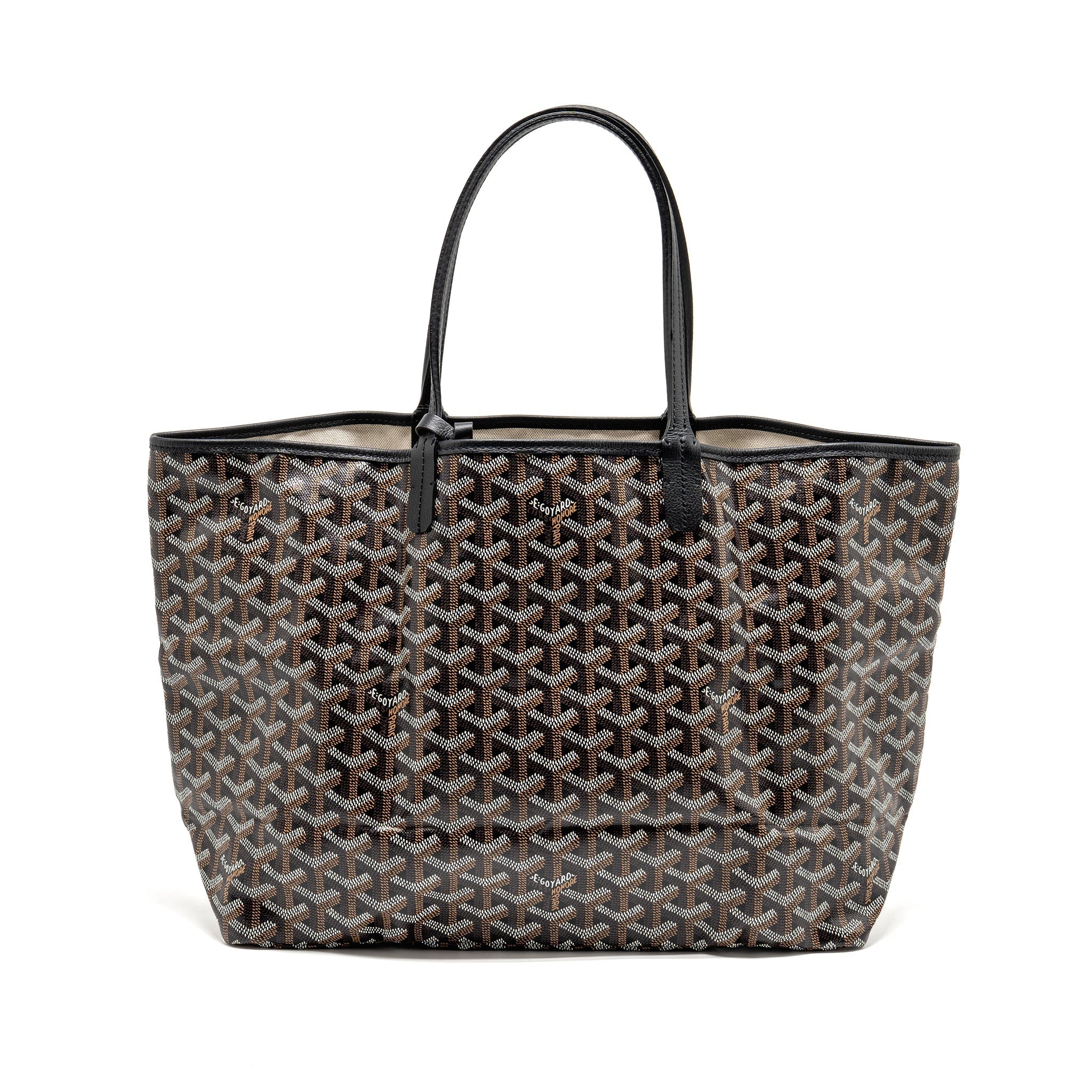 GOYARD SAINT LOUIS PM TOTE BAG GOYARDINE CANVAS/CALFSKIN BLACK SHW