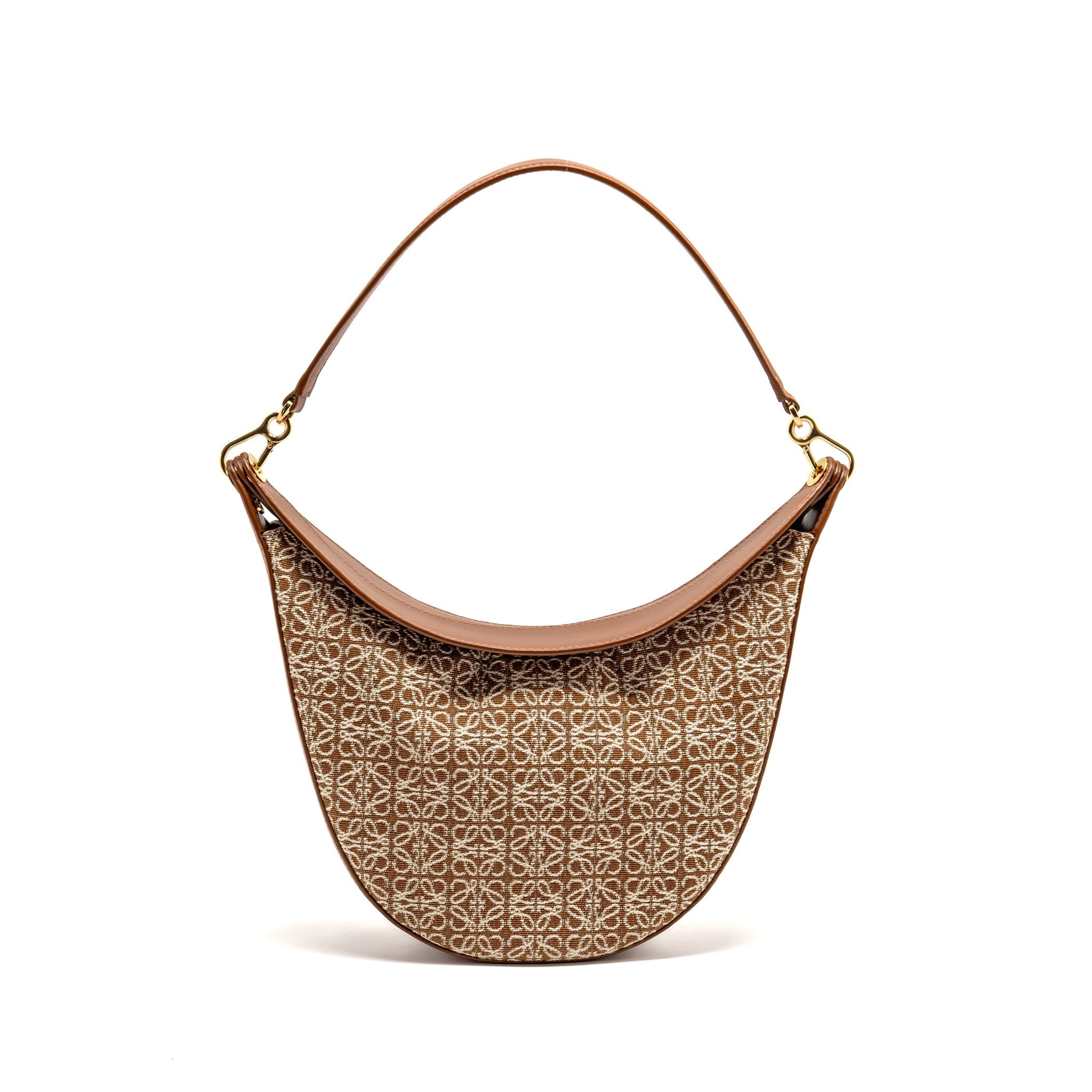 LOEWE MEDIUM LUNA BAG ANAGRAM JACQUARD CANVAS/CALFSKIN TAN/PECAN GHW