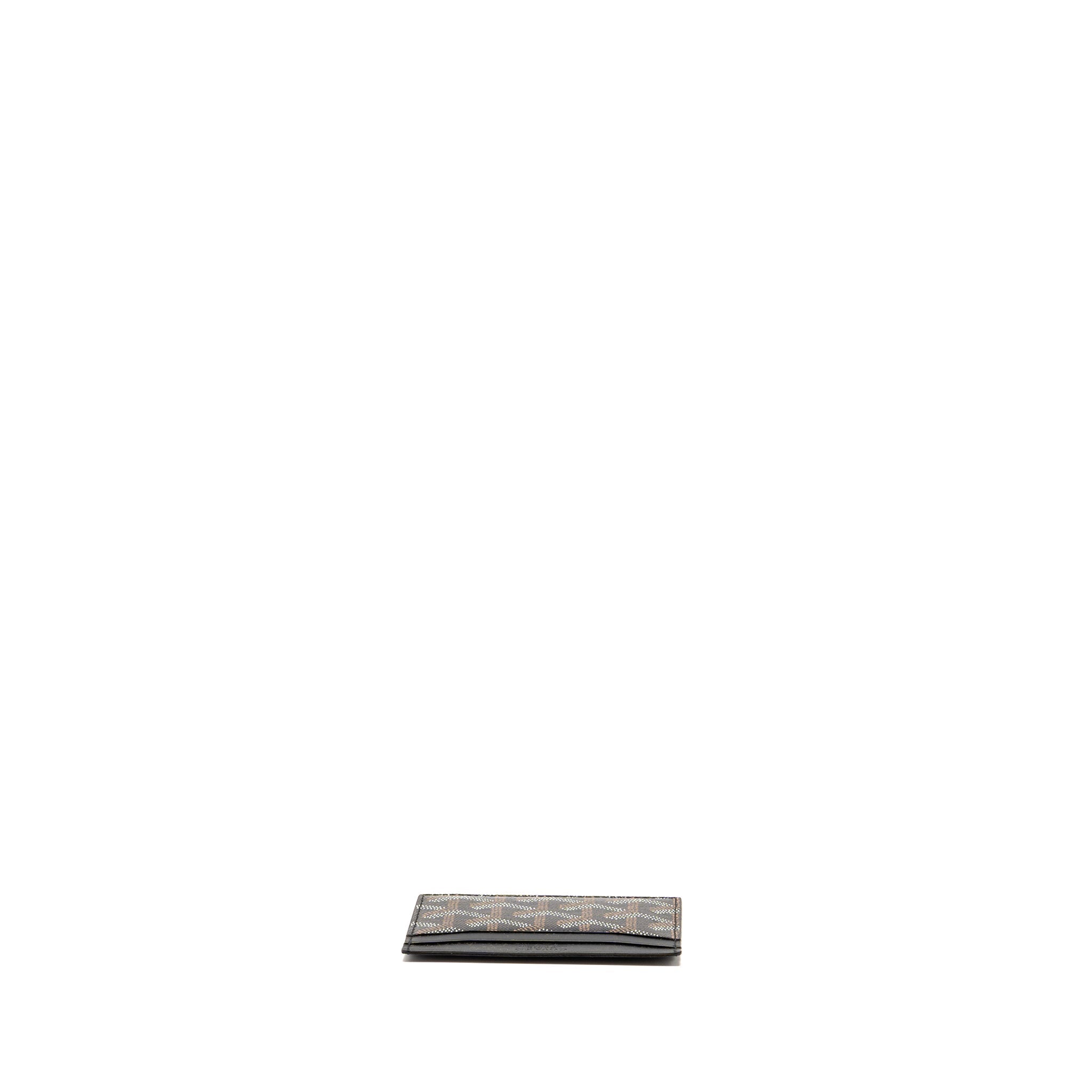 GOYARD SMALL CARD CASE GOYARDINE CANVAS/ CALFSKIN BLACK