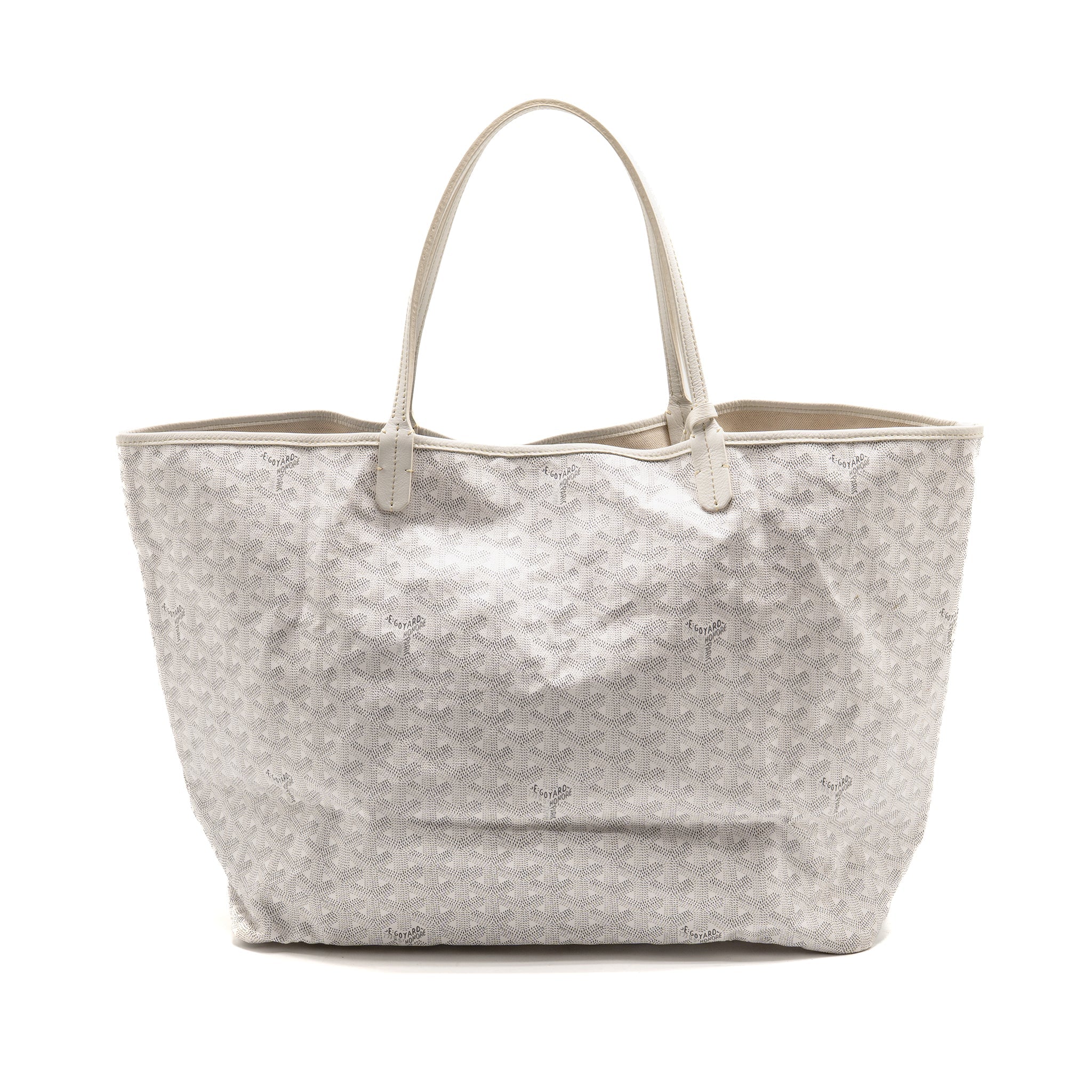 GOYARD SAINT LOUIS GM TOTE BAG GOYARDINE CANVAS / LEATHER WHITE