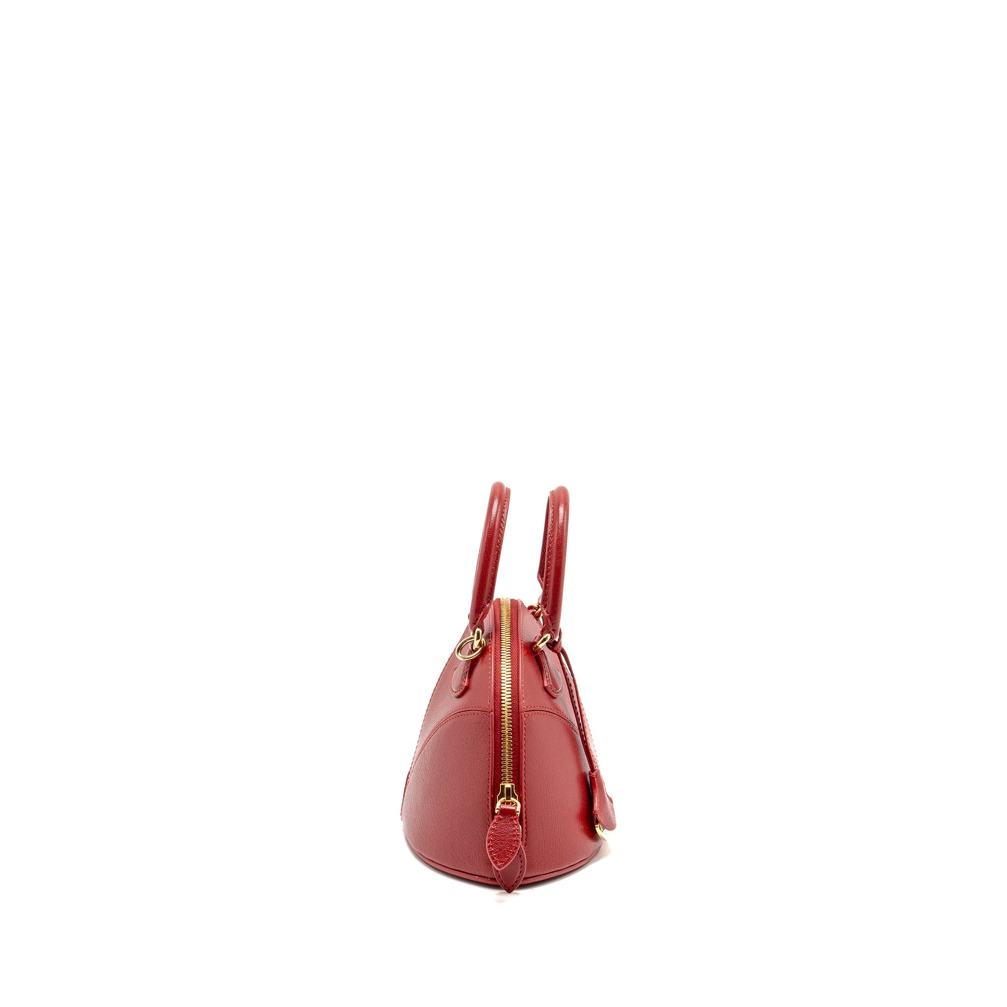 BVLGARI MARQUISE SMALL TOP HANDLE BAG ROYAL RUBY GOAT LEATHER RED GHW