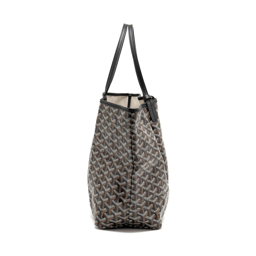 GOYARD SAINT LOUIS PM TOTE BAG GOYARDINE CANVAS/CALFSKIN BLACK SHW