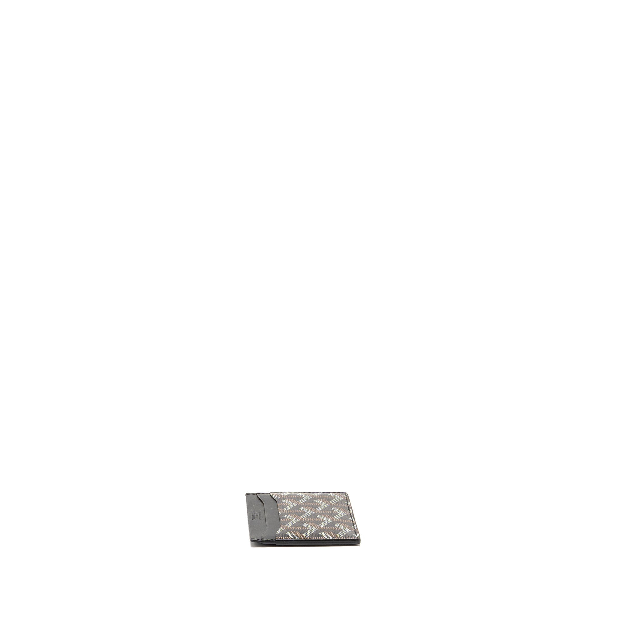 GOYARD SMALL CARD CASE GOYARDINE CANVAS/ CALFSKIN BLACK