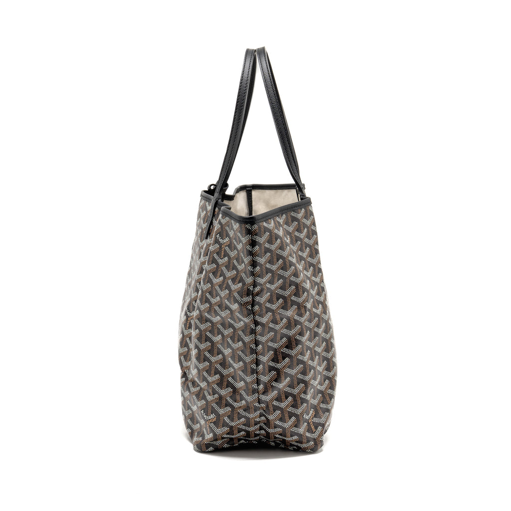 GOYARD SAINT LOUIS PM TOTE BAG GOYARDINE CANVAS/CALFSKIN BLACK SHW