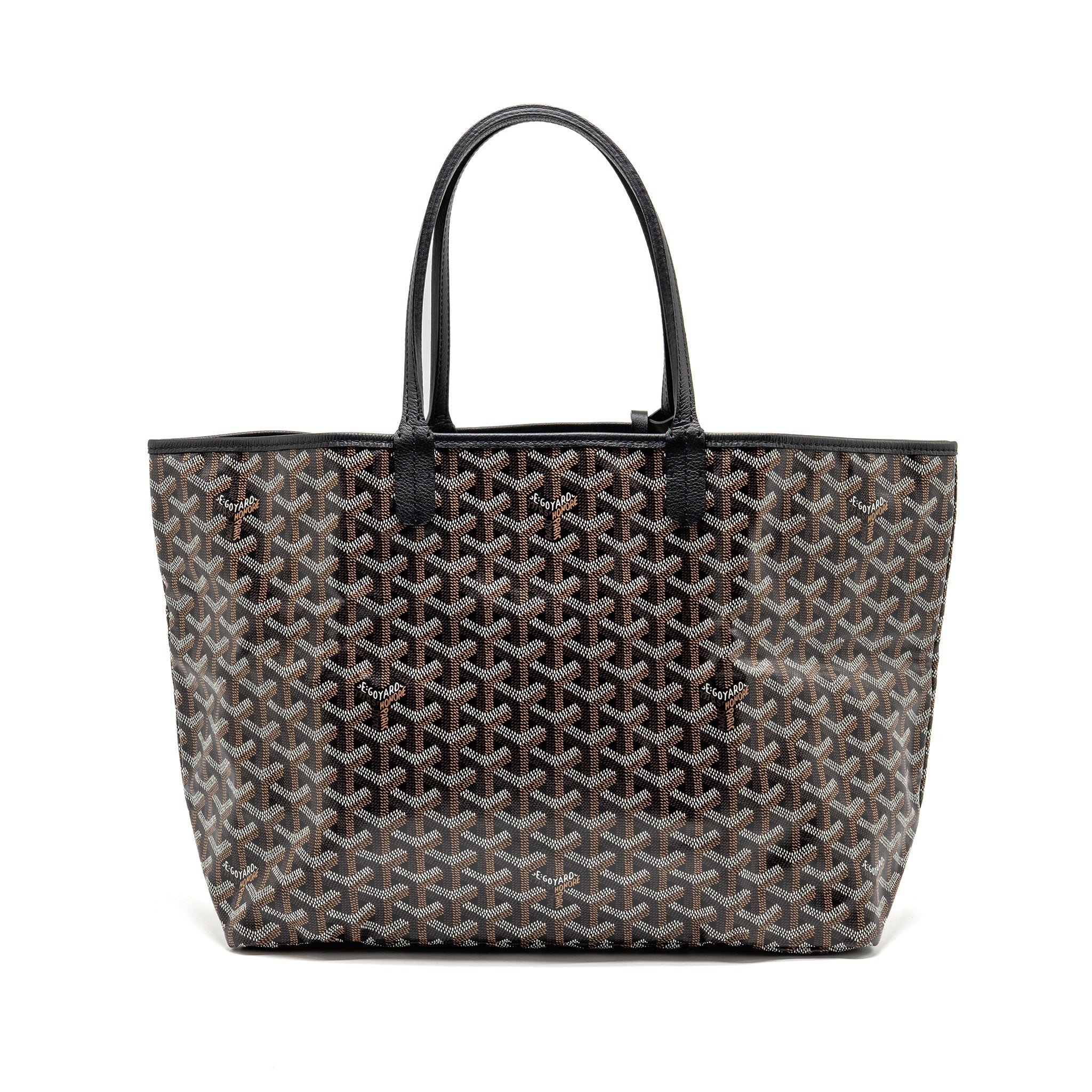 GOYARD SAINT LOUIS PM TOTE BAG GOYARDINE CANVAS/CALFSKIN BLACK SHW