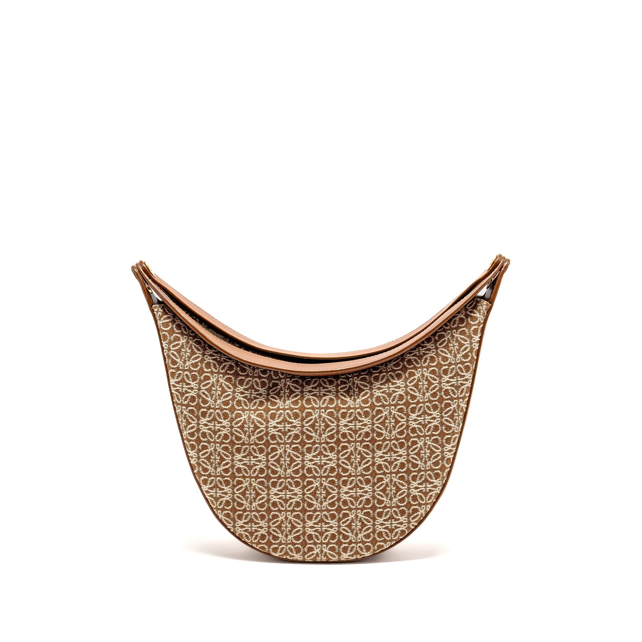 LOEWE MEDIUM LUNA BAG ANAGRAM JACQUARD CANVAS/CALFSKIN TAN/PECAN GHW
