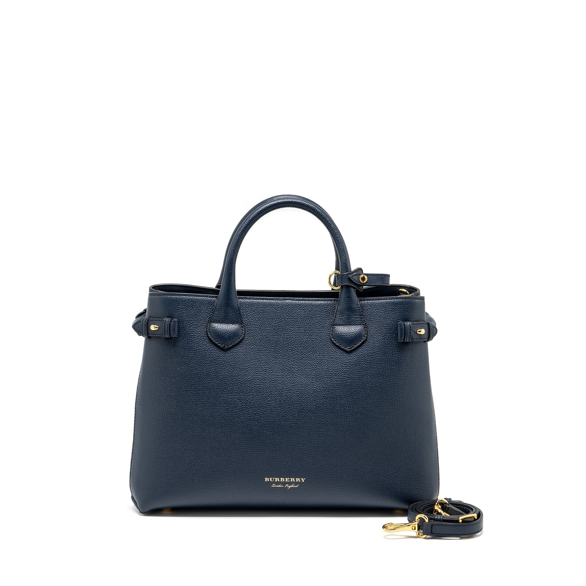 BURBERRY THE LARGE BANNER BAG CALFSKIN DARK BLUE/MULTICOLOUR GHW
