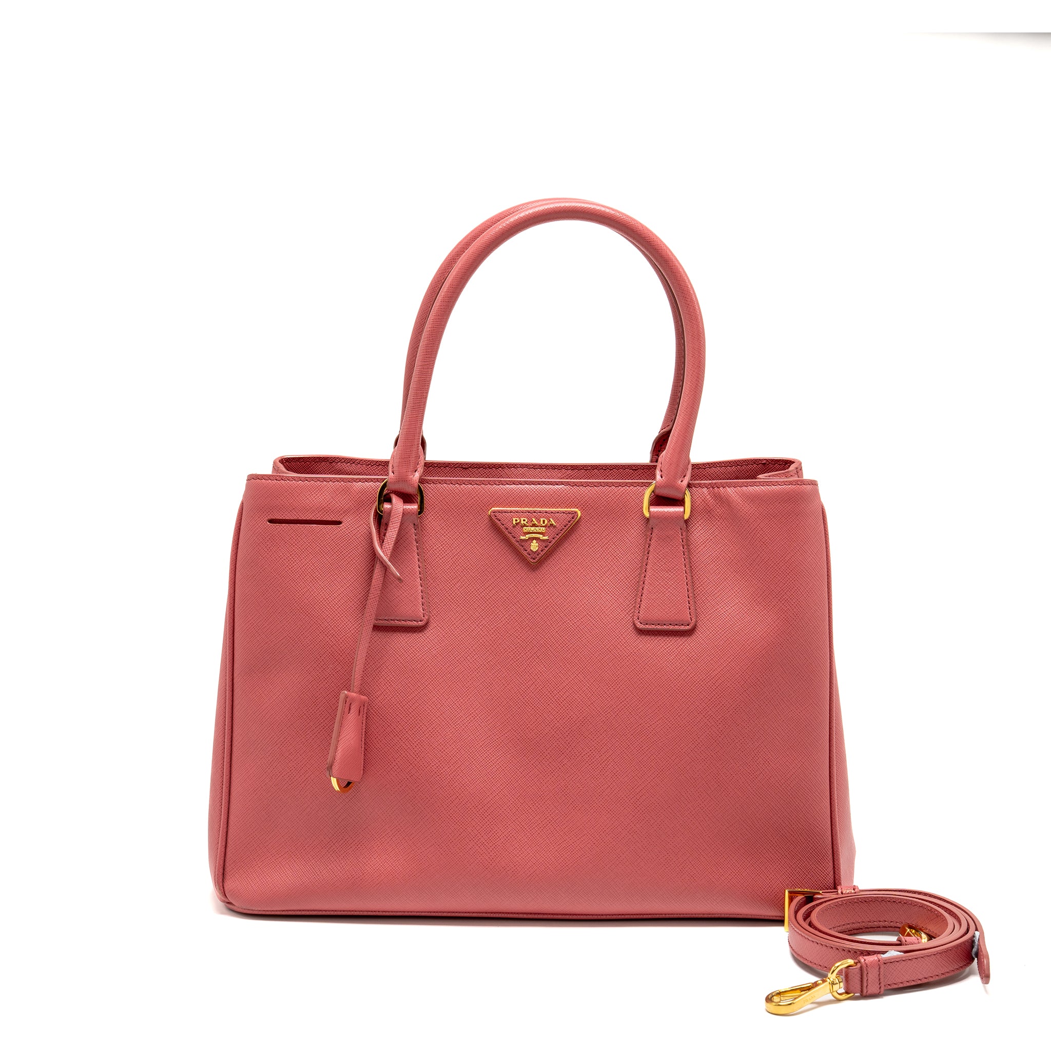 PRADA LARGE SAFFIANO TOTE BAG GALLERIA SAFFIANO LEATHER PINK GHW