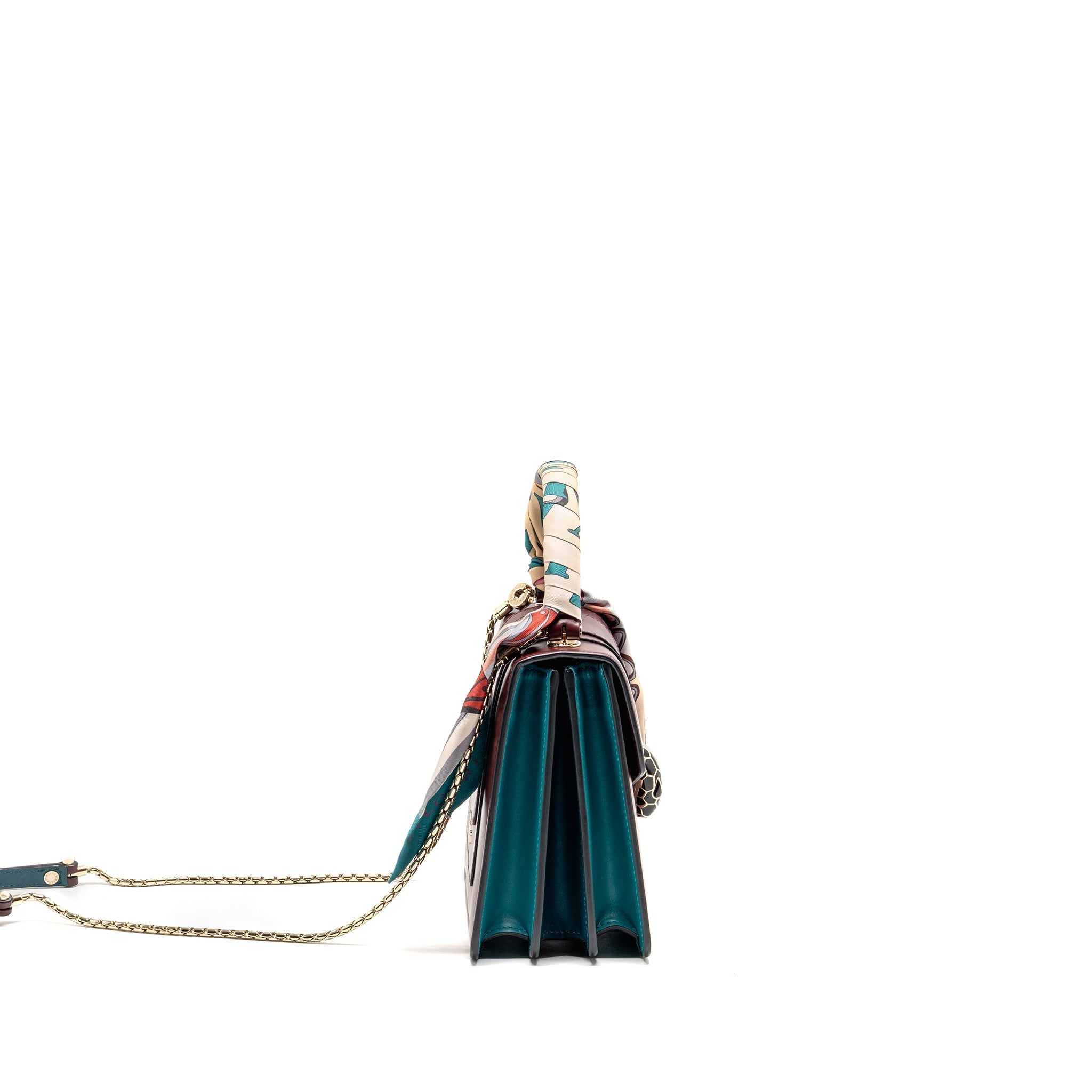 BVLGARI SERPENTI FOREVER FLAP BAG CALFSKIN ROMAN GARNET/TROPICAL TOURQUOISE/DEEP JADE LGHW