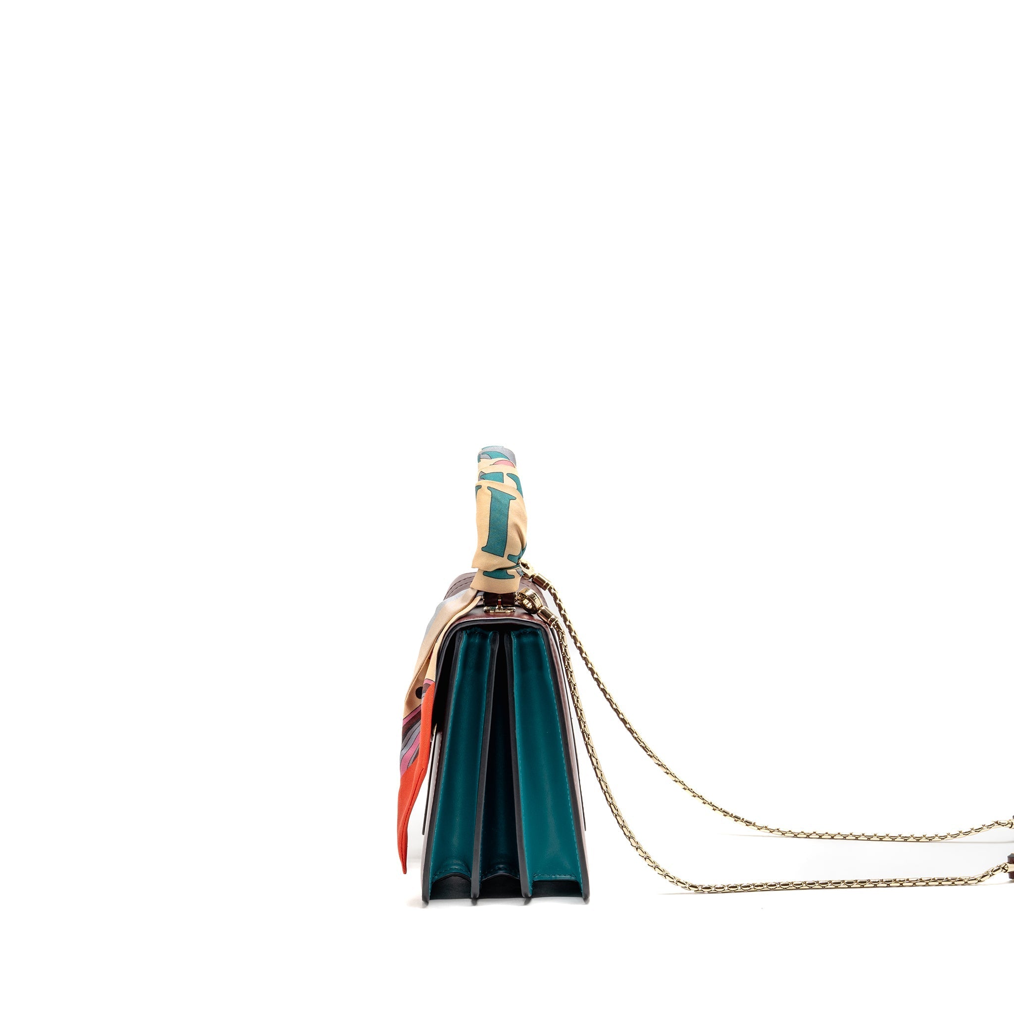 BVLGARI SERPENTI FOREVER FLAP BAG CALFSKIN ROMAN GARNET/TROPICAL TOURQUOISE/DEEP JADE LGHW