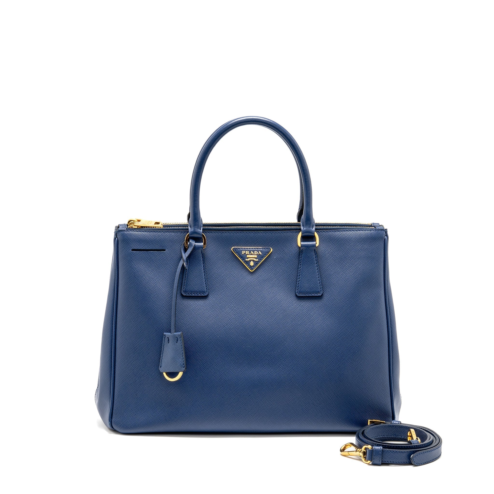 PRADA LARGE SAFFIANO TOTE BAG GALLERIA SAFFIANO LEATHER BLUETTE GHW
