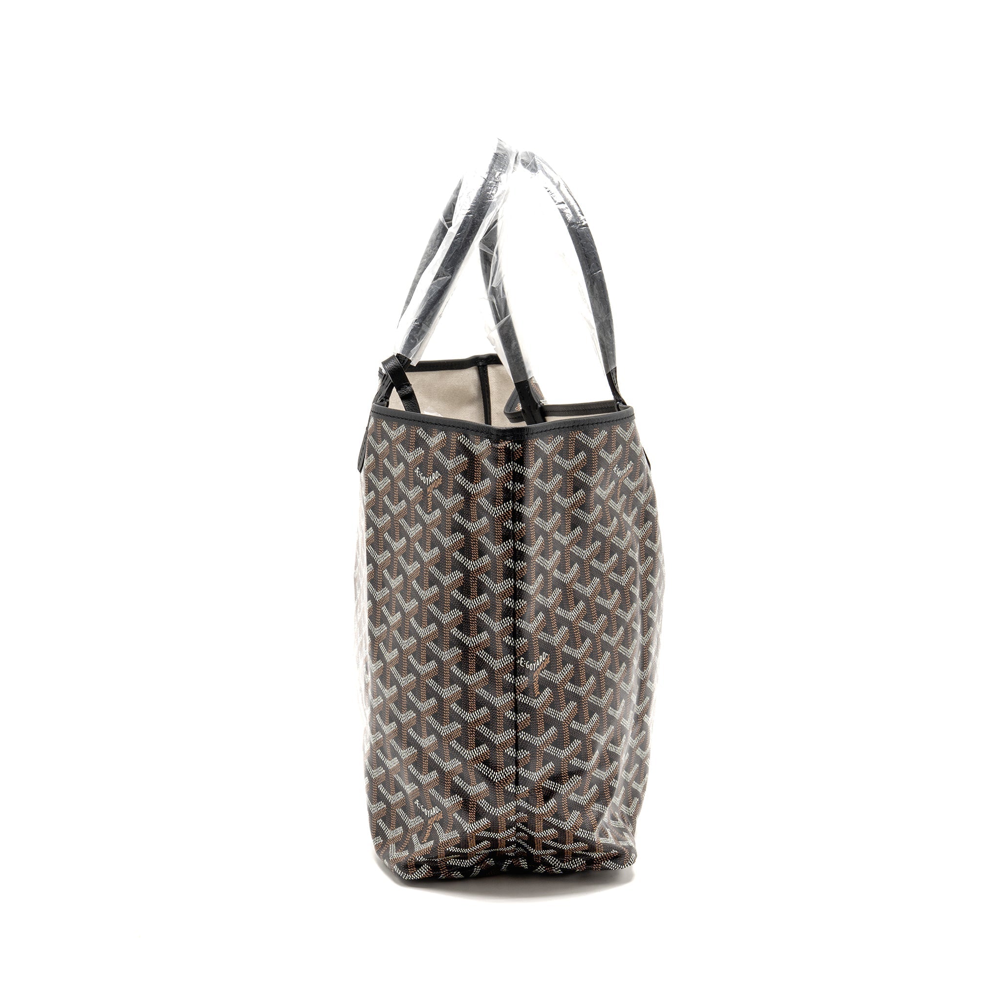 GOYARD SAINT LOUIS PM TOTE GOYARDINE CANVAS/CALFSKIN BLACK SHW