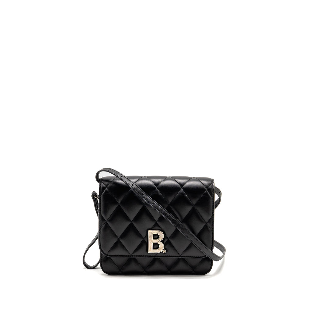 BALENCIAGA B. SHOULDER BAG QUILTED CALFSKIN BLACK RUTHENIUM HARDWARE