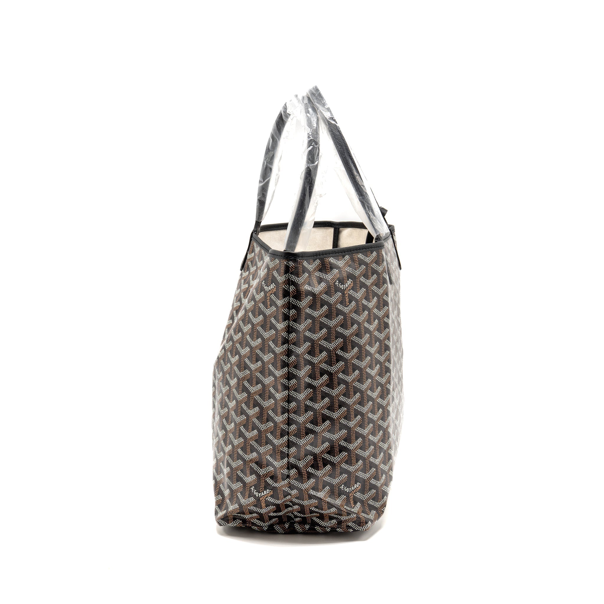 GOYARD SAINT LOUIS PM TOTE GOYARDINE CANVAS/CALFSKIN BLACK SHW