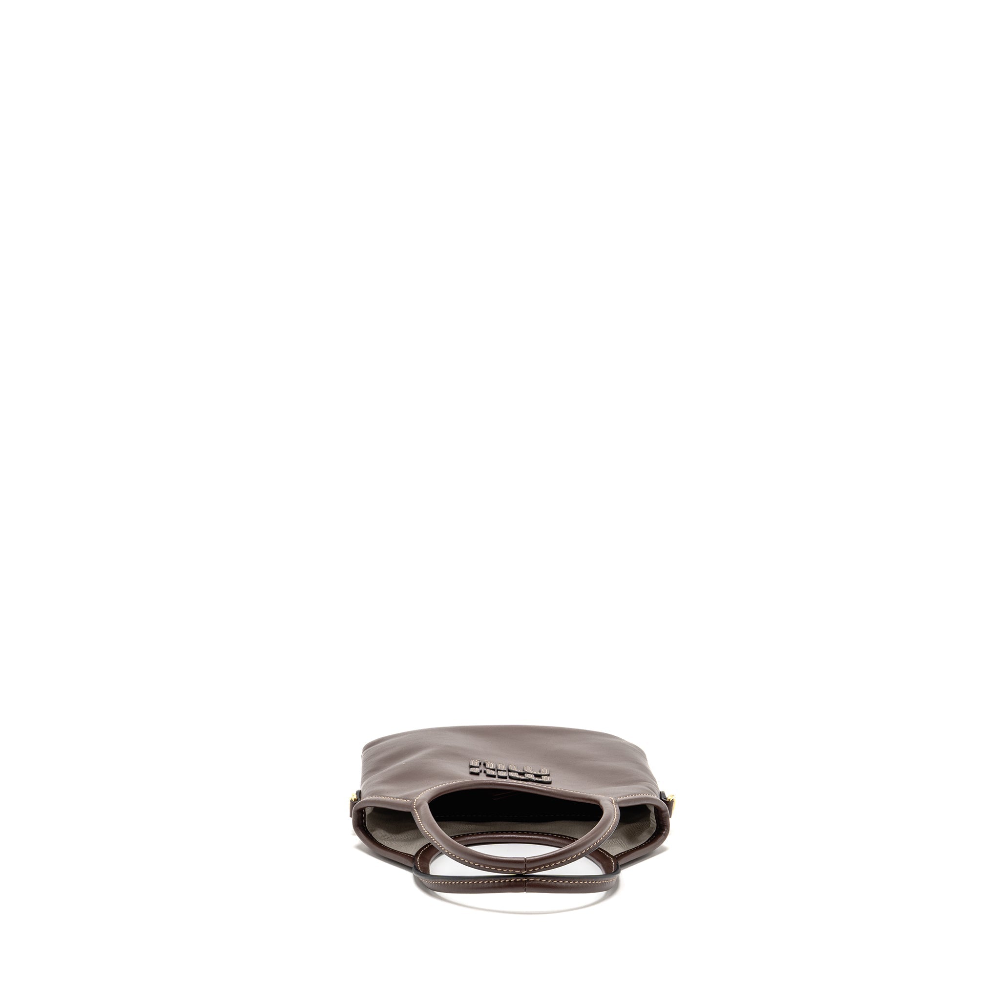 MIU MIU MINI IVY LEATHER BAG DARK BROWN GHW