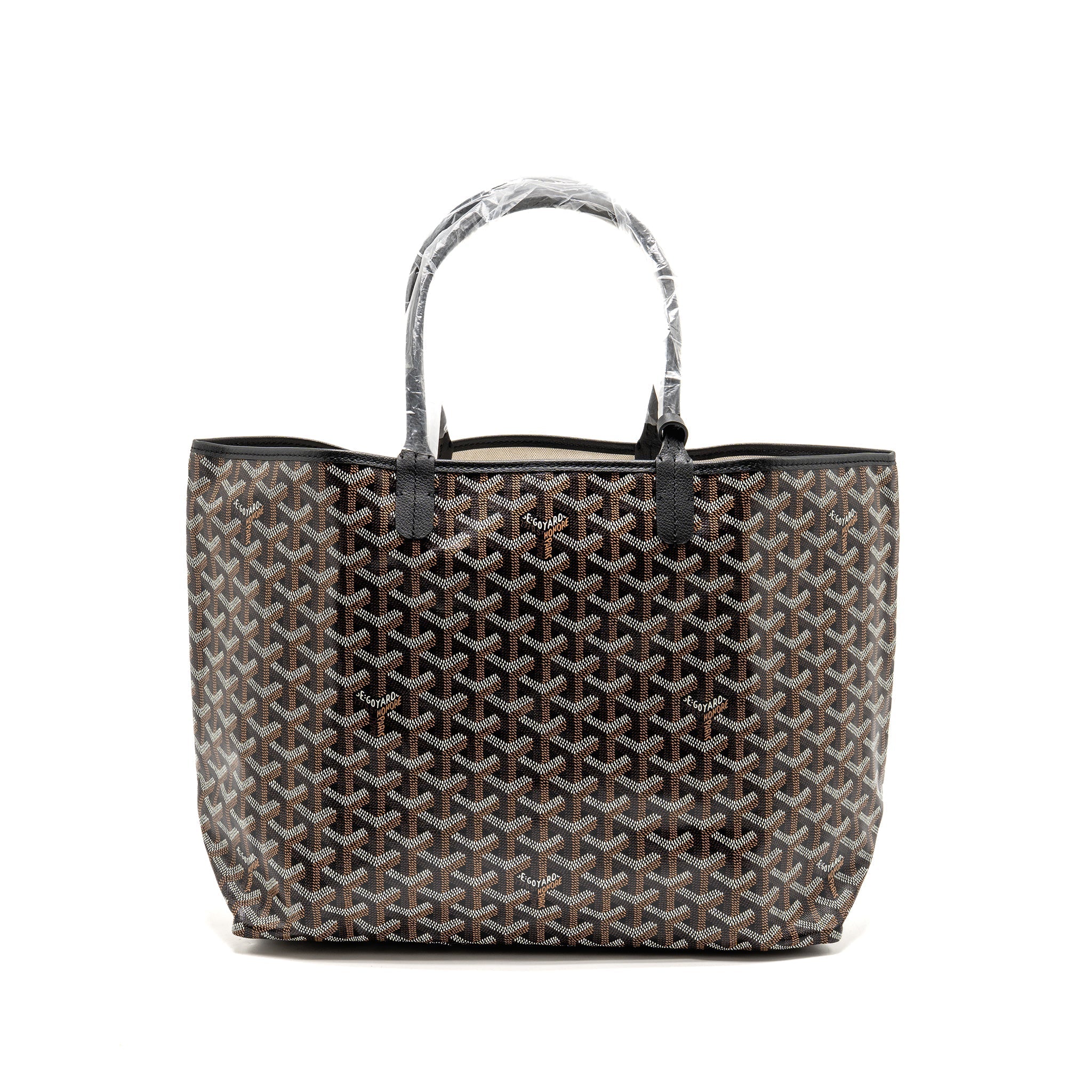 GOYARD SAINT LOUIS PM TOTE GOYARDINE CANVAS/CALFSKIN BLACK SHW