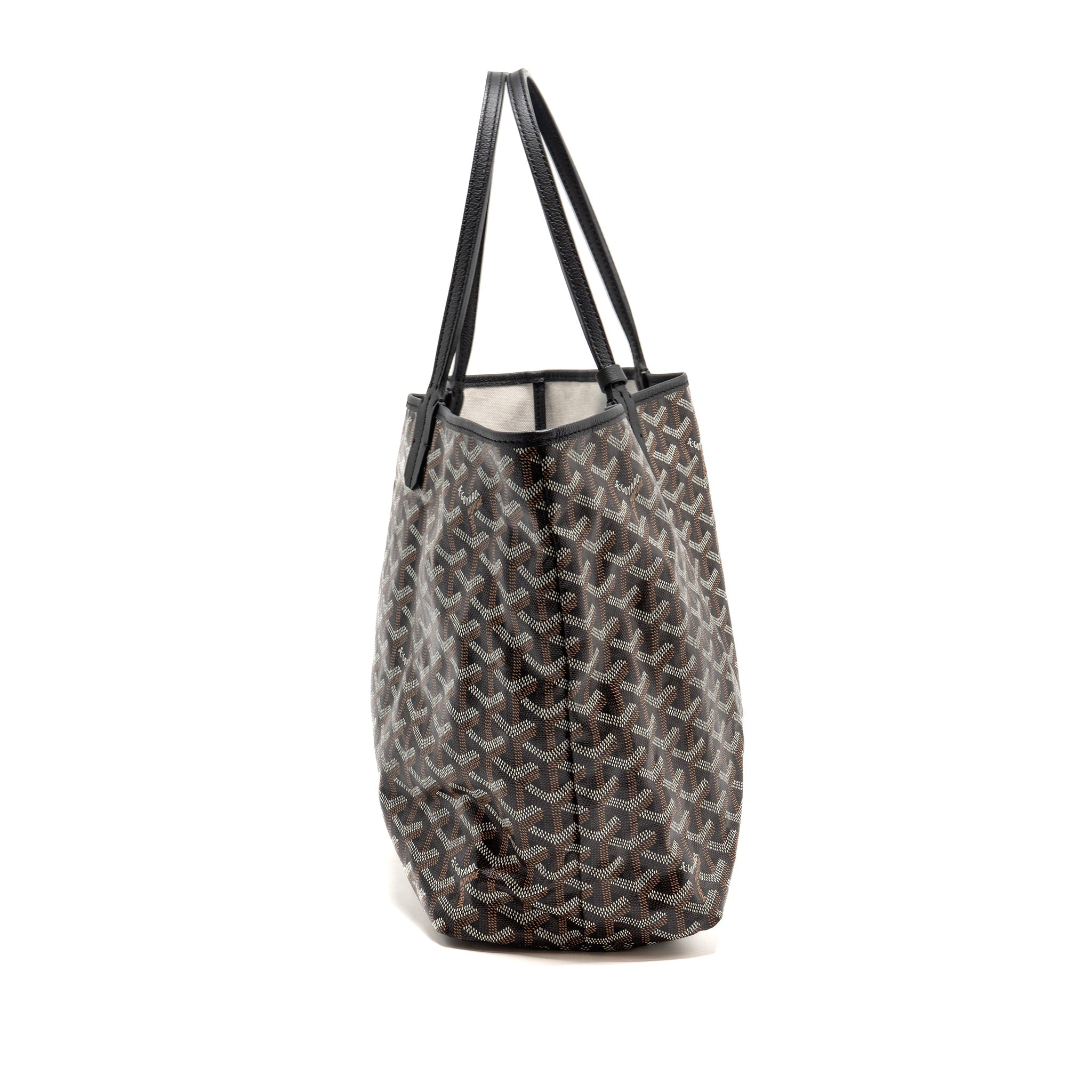 GOYARD SAINT LOUIS PM TOTE GOYARDINE CANVAS / CALFSKIN BLACK