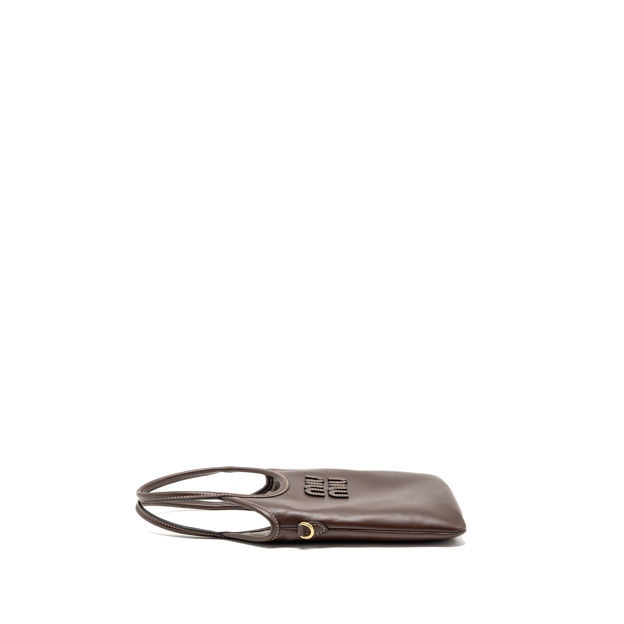 MIU MIU MINI IVY LEATHER BAG DARK BROWN GHW