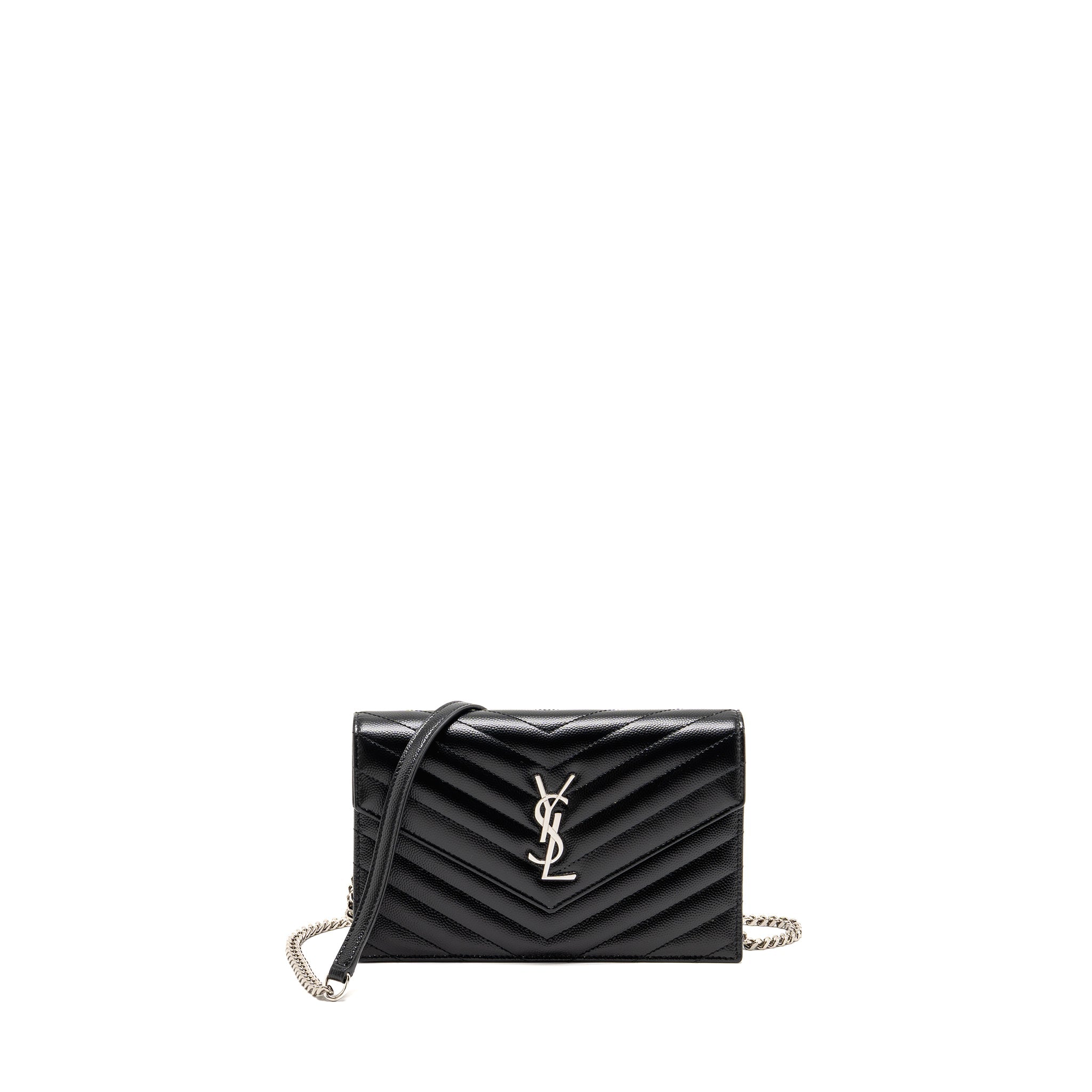 SAINT LAURENT/ YSL ENVELOPE CHAIN WALLET CALFSKIN BLACK SHW
