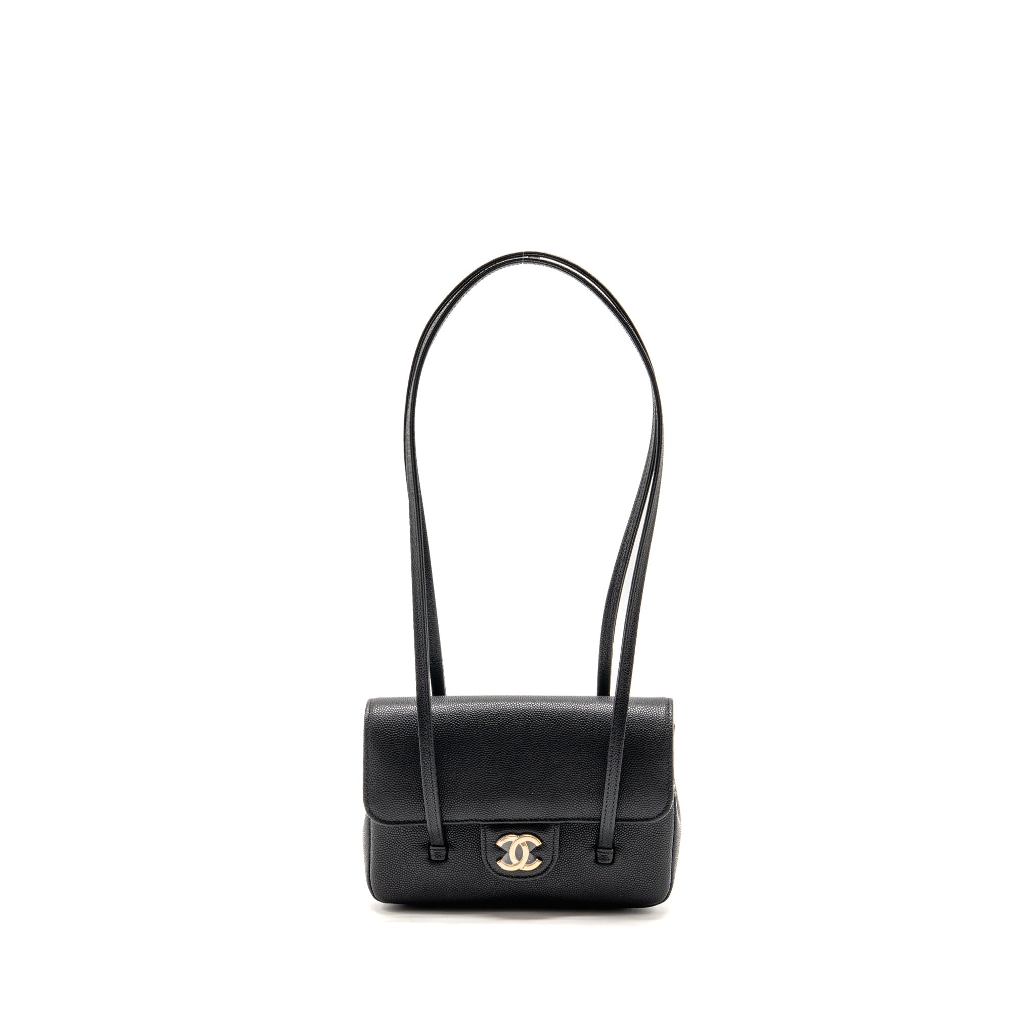 CHANEL 26P PREPPY COCO CLUTCH SHOULDER BAG CAVIAR BLACK GHW (MICROCHIP)