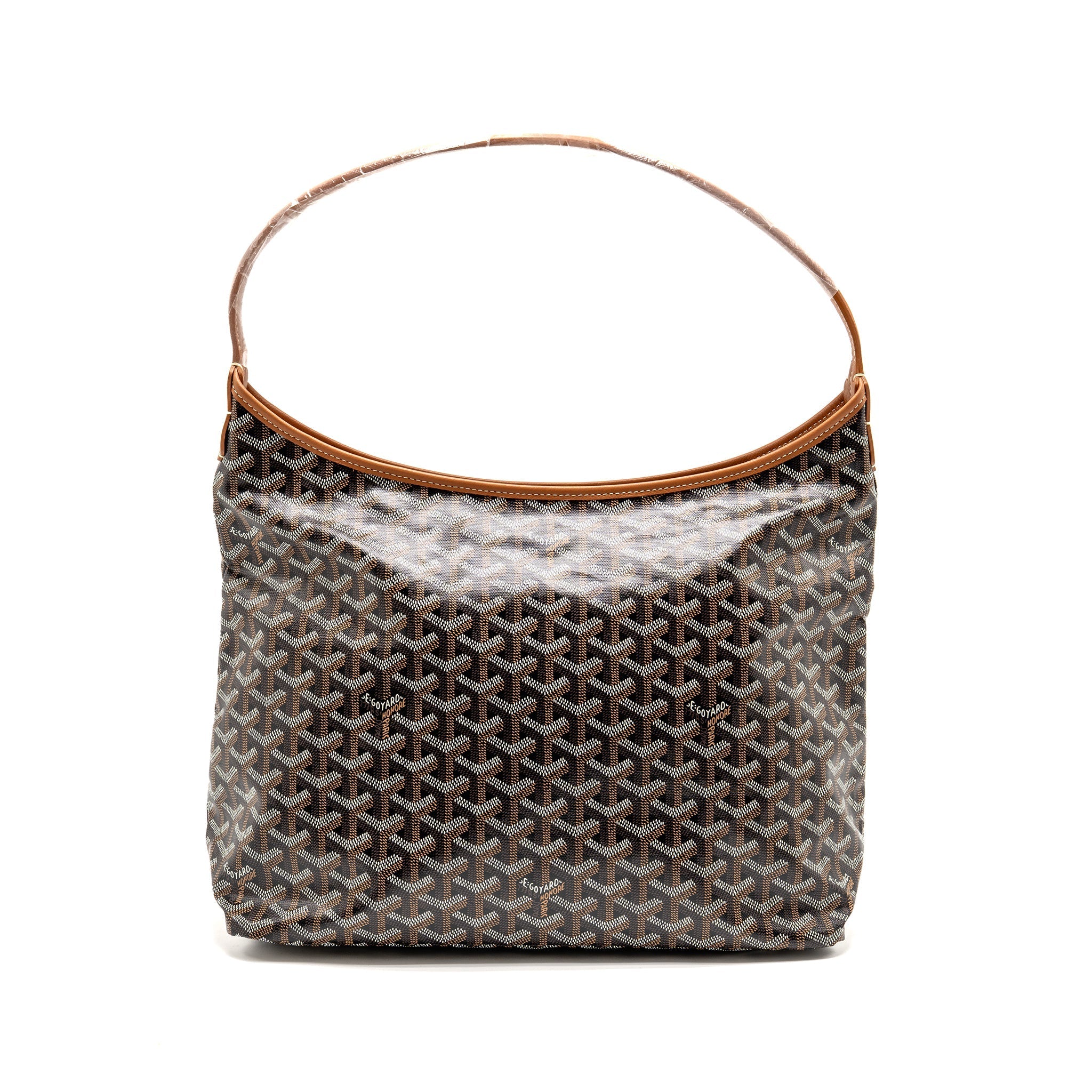 GOYARD BOHEME PM HOBO BAG GOYARDINE CANVAS/CALFSKIN BLACK/NATUREL SHW