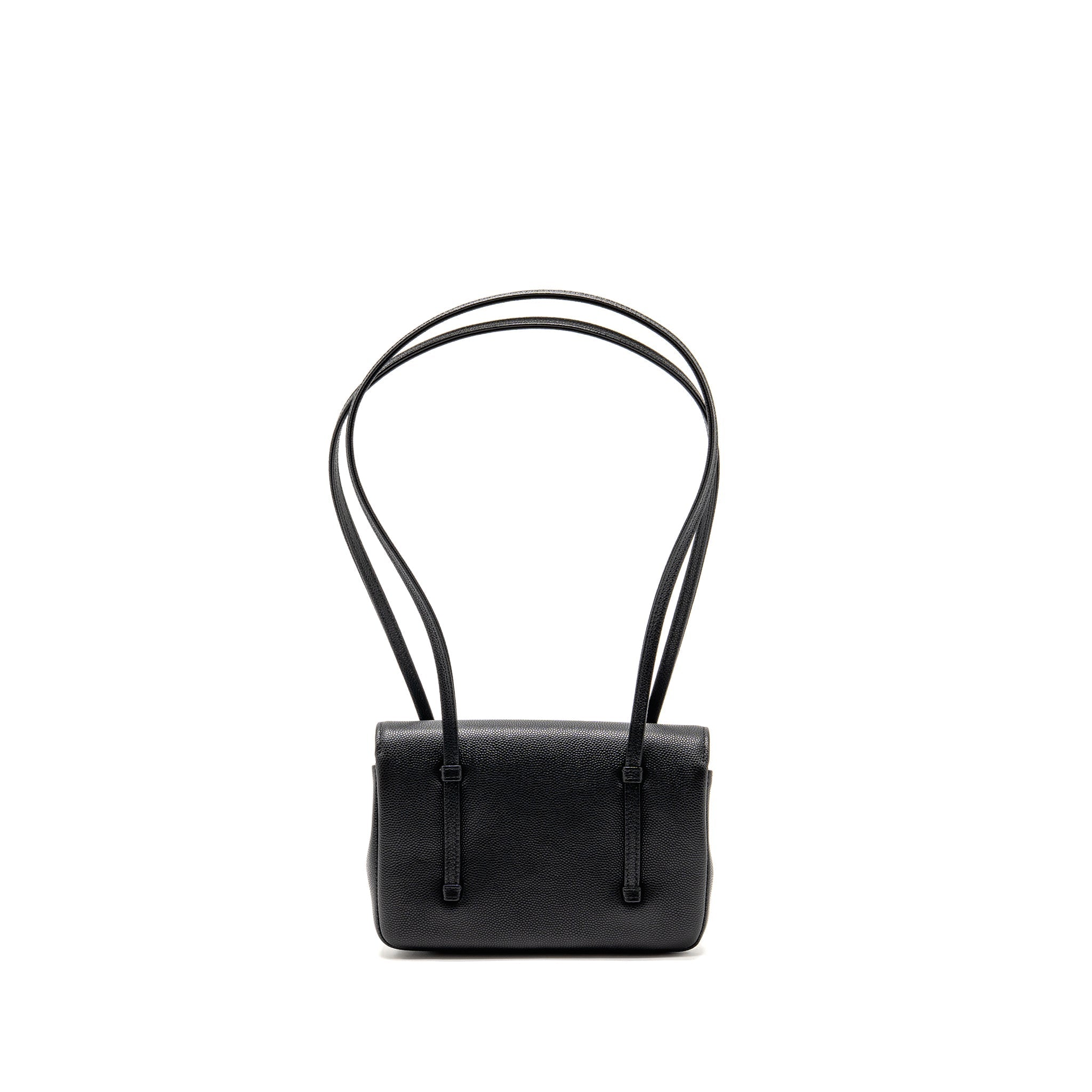 CHANEL 26P PREPPY COCO CLUTCH SHOULDER BAG CAVIAR BLACK GHW (MICROCHIP)