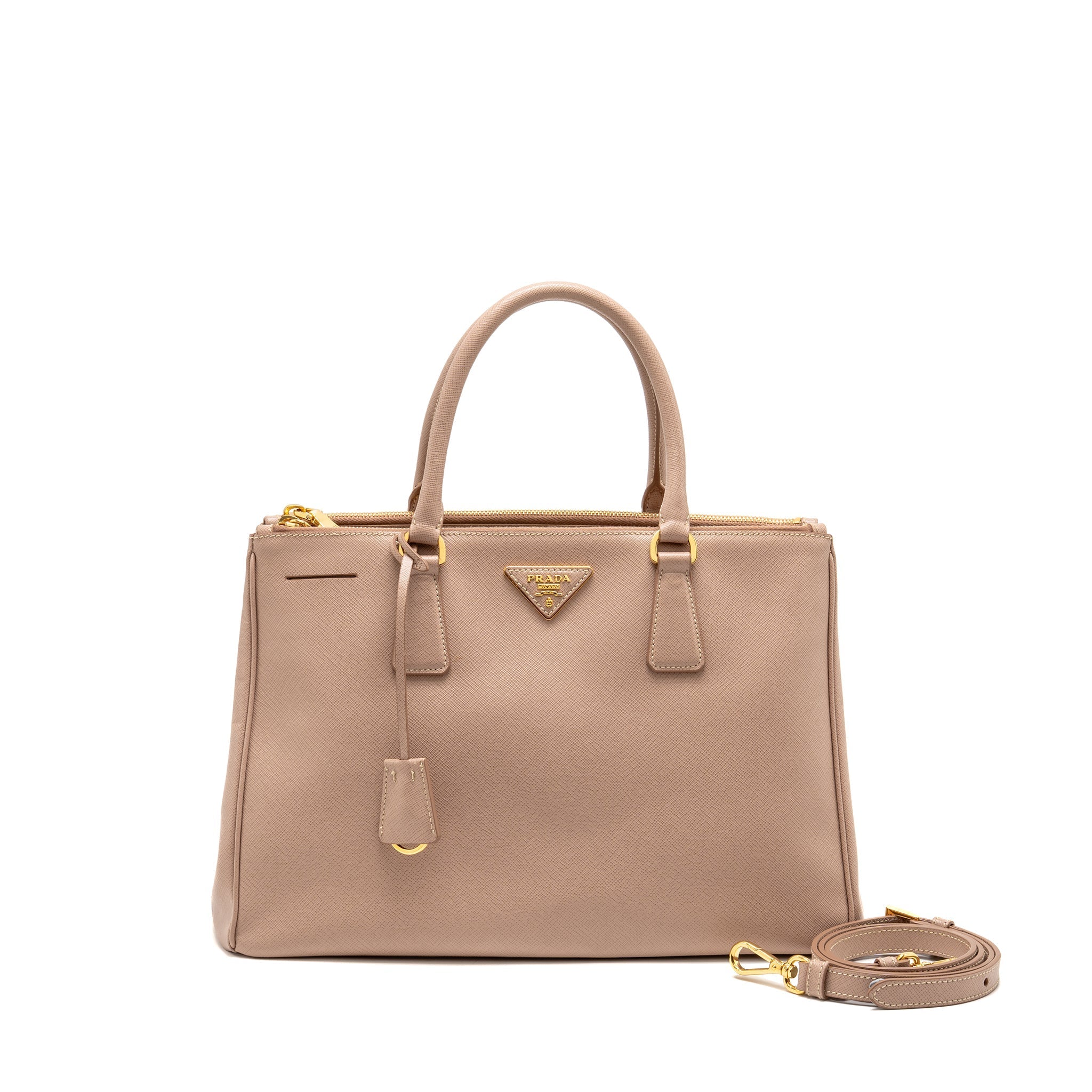 PRADA LARGE SAFFIANO TOTE BAG GALLERIA SAFFIANO LEATHER CAMMEO GHW