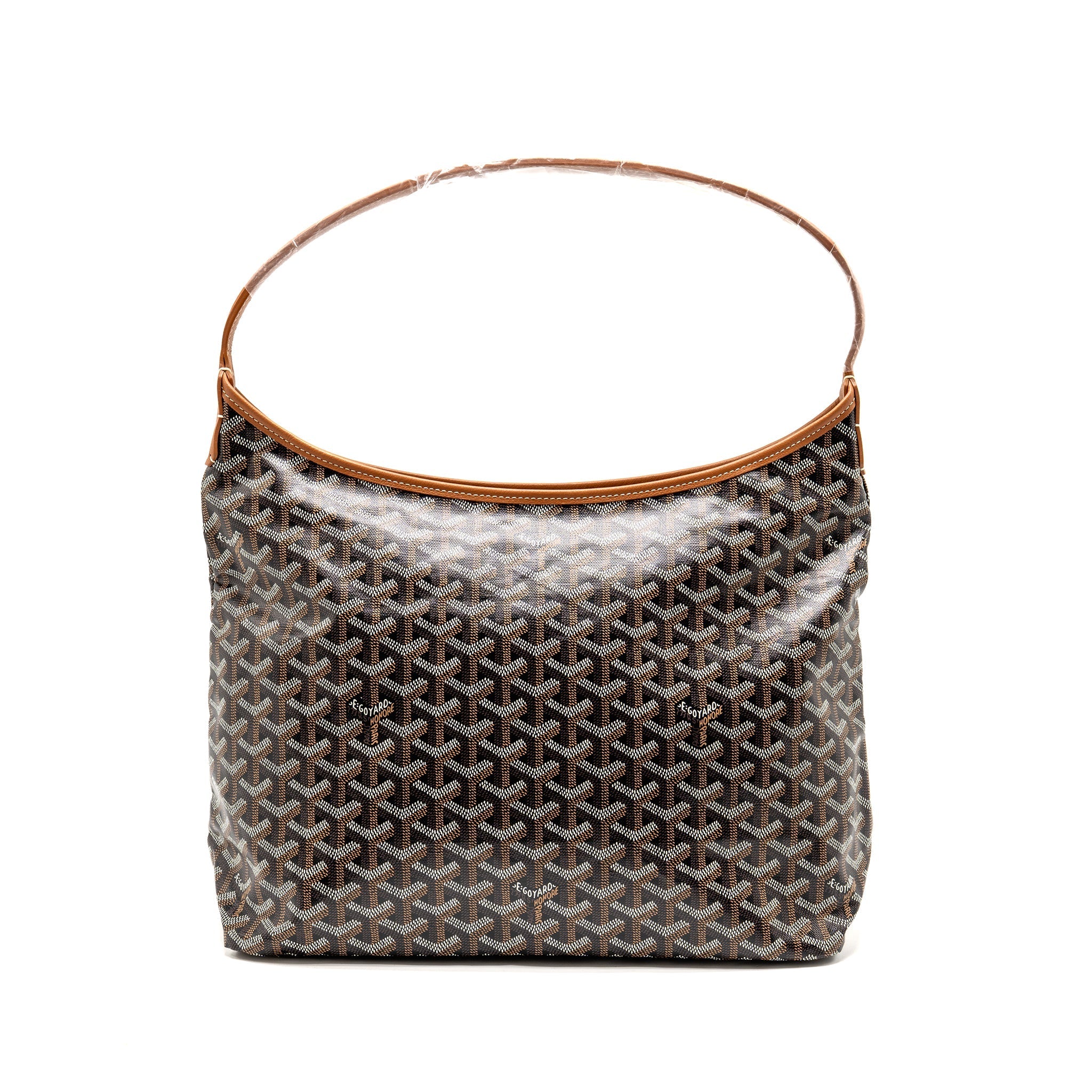 GOYARD BOHEME PM HOBO BAG GOYARDINE CANVAS/CALFSKIN BLACK/NATUREL SHW